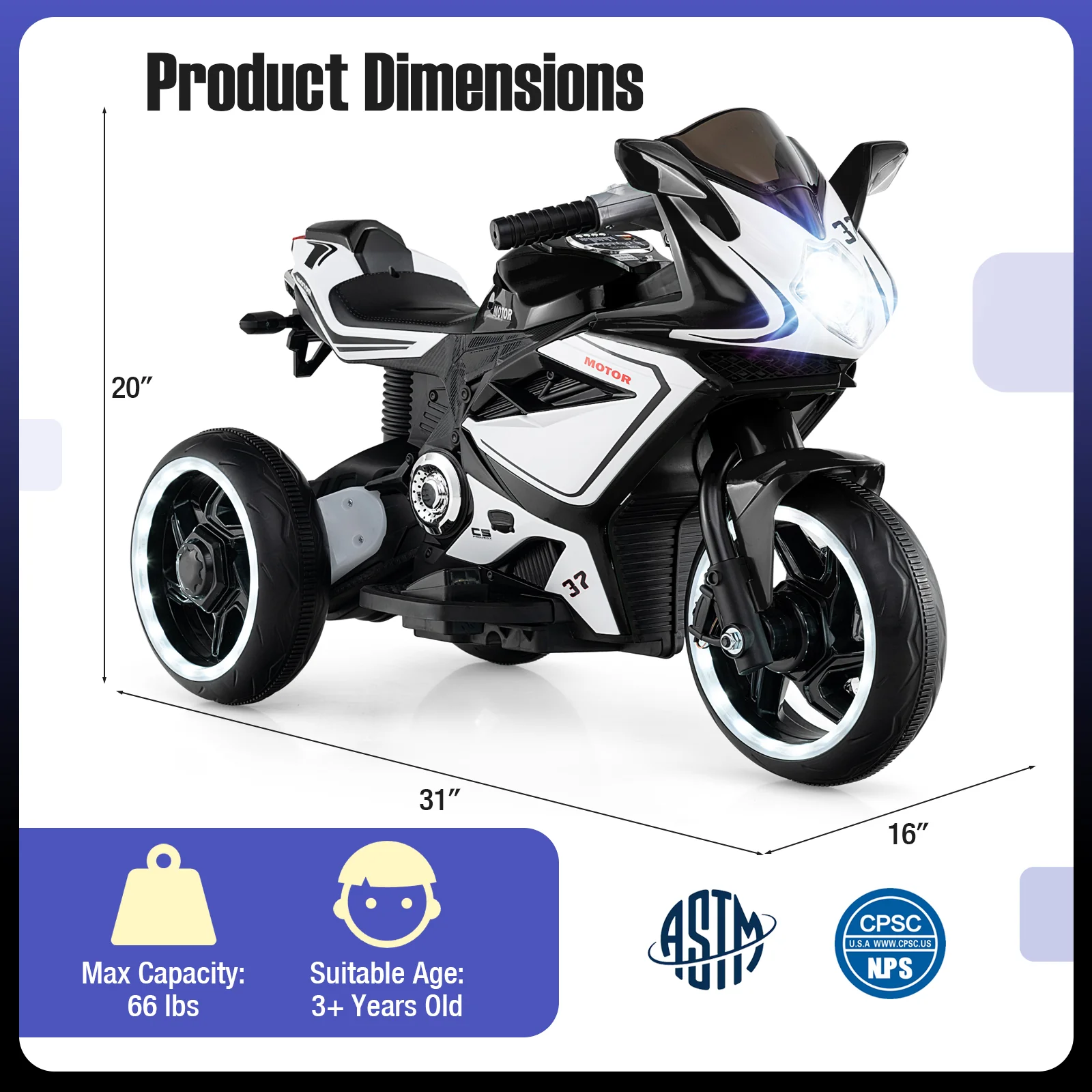 Kids Ride on Motorcycle 6V Battery Powered Mini Electric Motorbike with LED Lights - Image 4