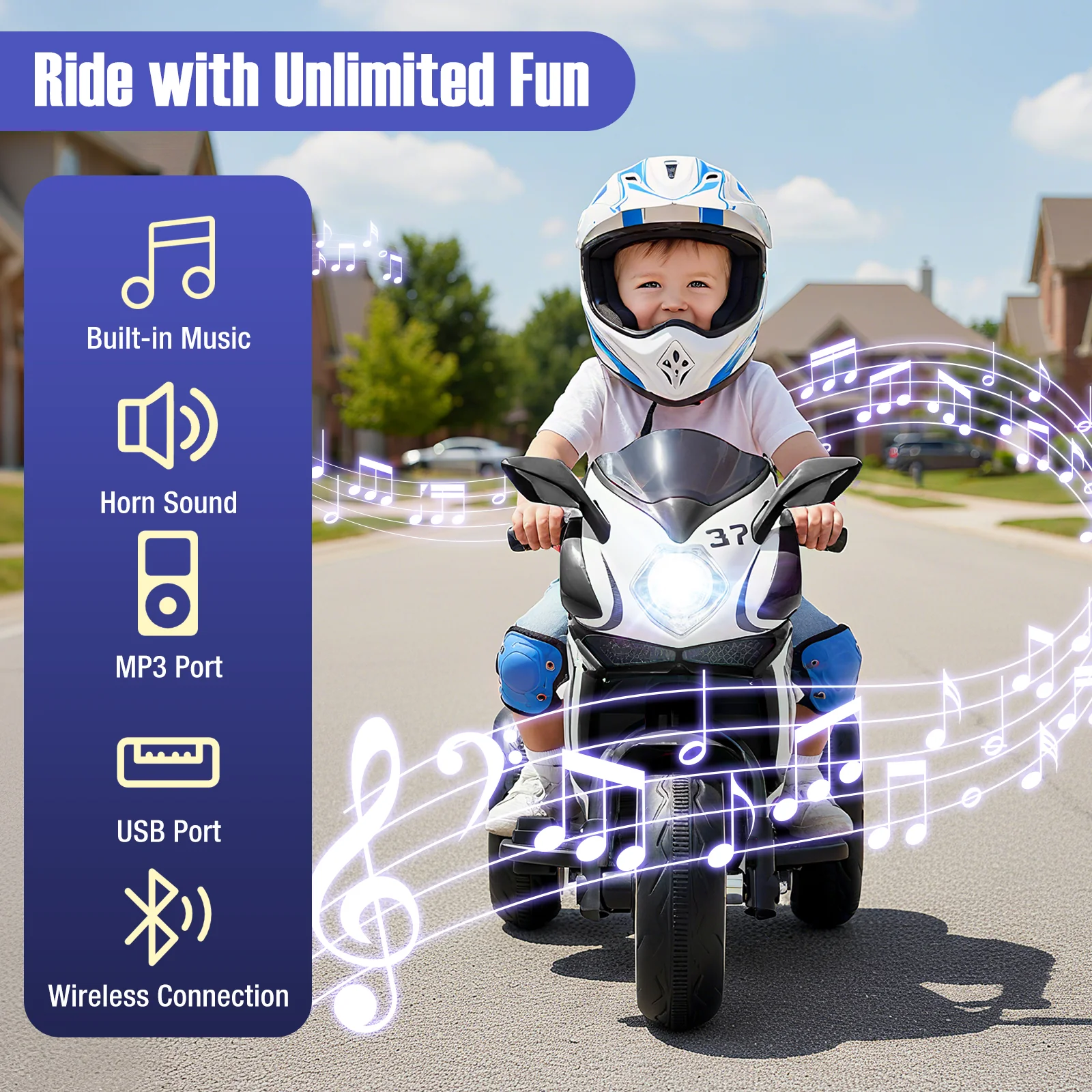 Kids Ride on Motorcycle 6V Battery Powered Mini Electric Motorbike with LED Lights - Image 7