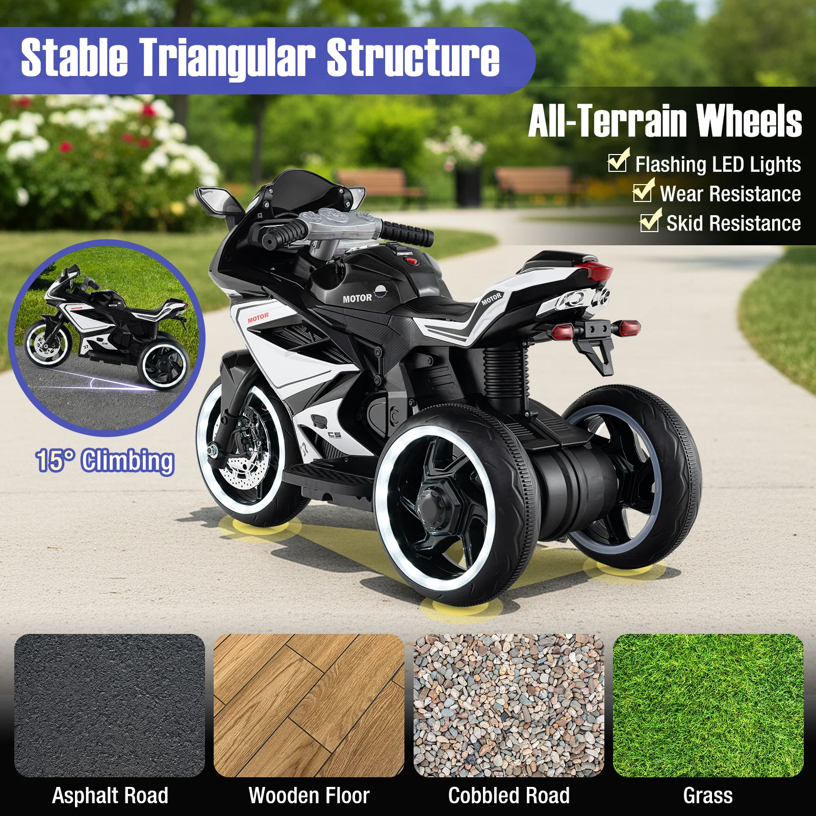 Kids Ride on Motorcycle 6V Battery Powered Mini Electric Motorbike with LED Lights - Image 8