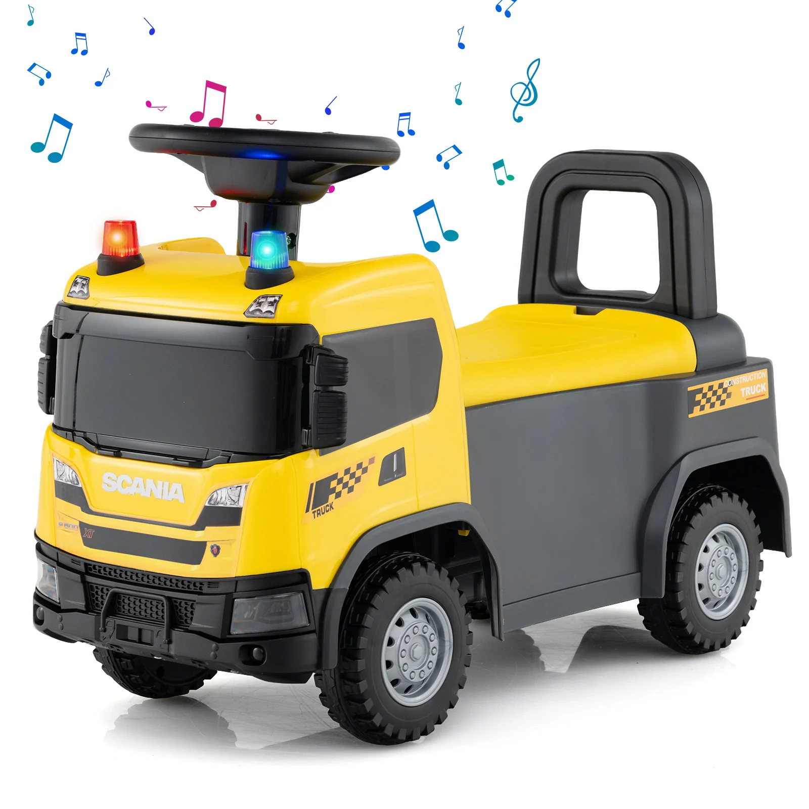 Kids Ride On Push Car Licensed SCANIA Truck Toy with Steering Wheel and Music - Image 11