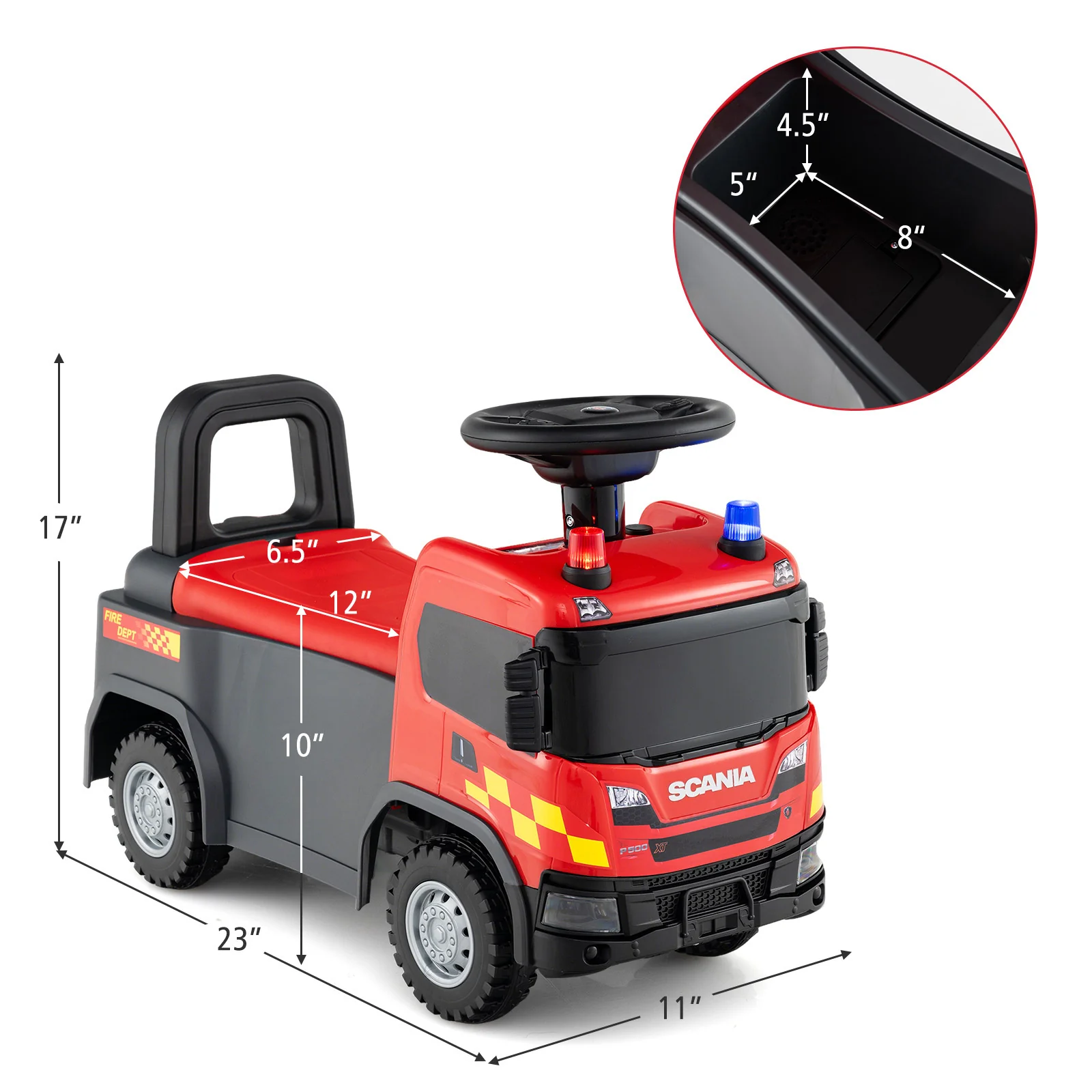 Kids Ride On Push Car Licensed SCANIA Truck Toy with Steering Wheel and Music - Image 4