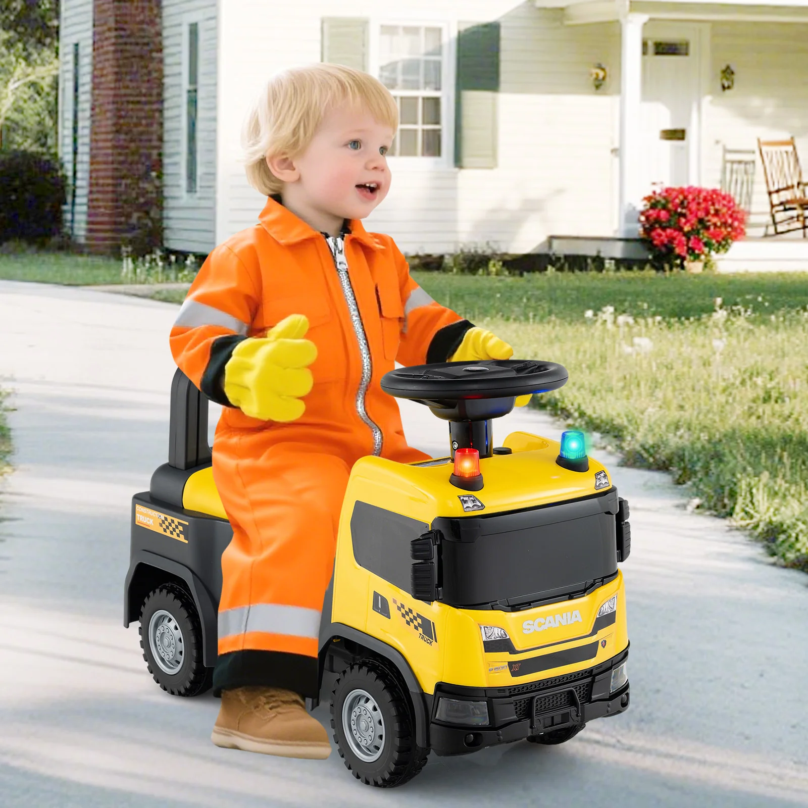 Kids Ride On Push Car Licensed SCANIA Truck Toy with Steering Wheel and Music - Image 9
