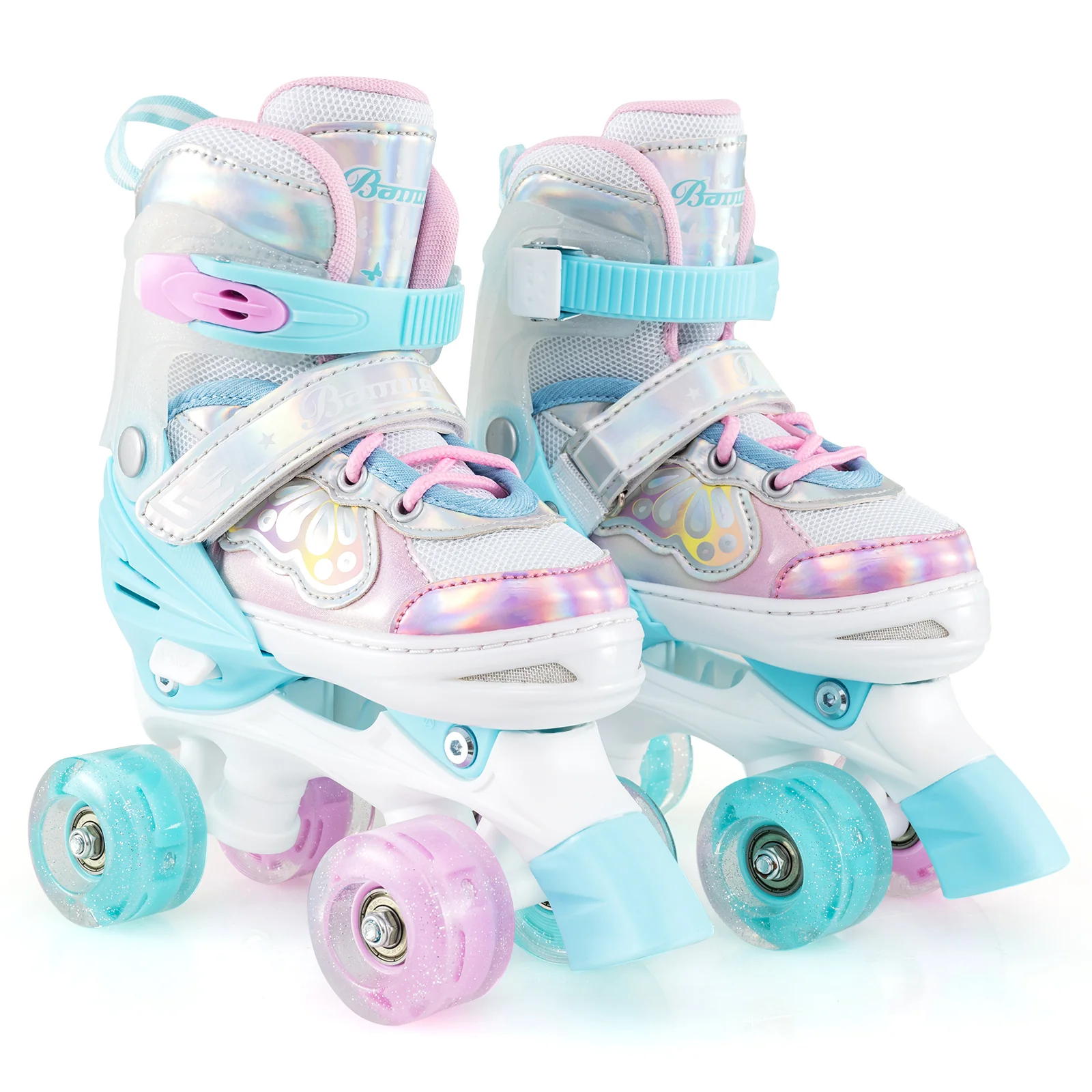 Kids Roller Skates 4 Sizes Adjustable Quad Skates with Light-up Wheels and Safety Protection - Image 11