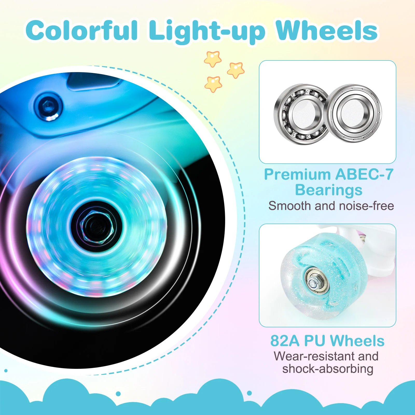 Kids Roller Skates 4 Sizes Adjustable Quad Skates with Light-up Wheels and Safety Protection - Image 16