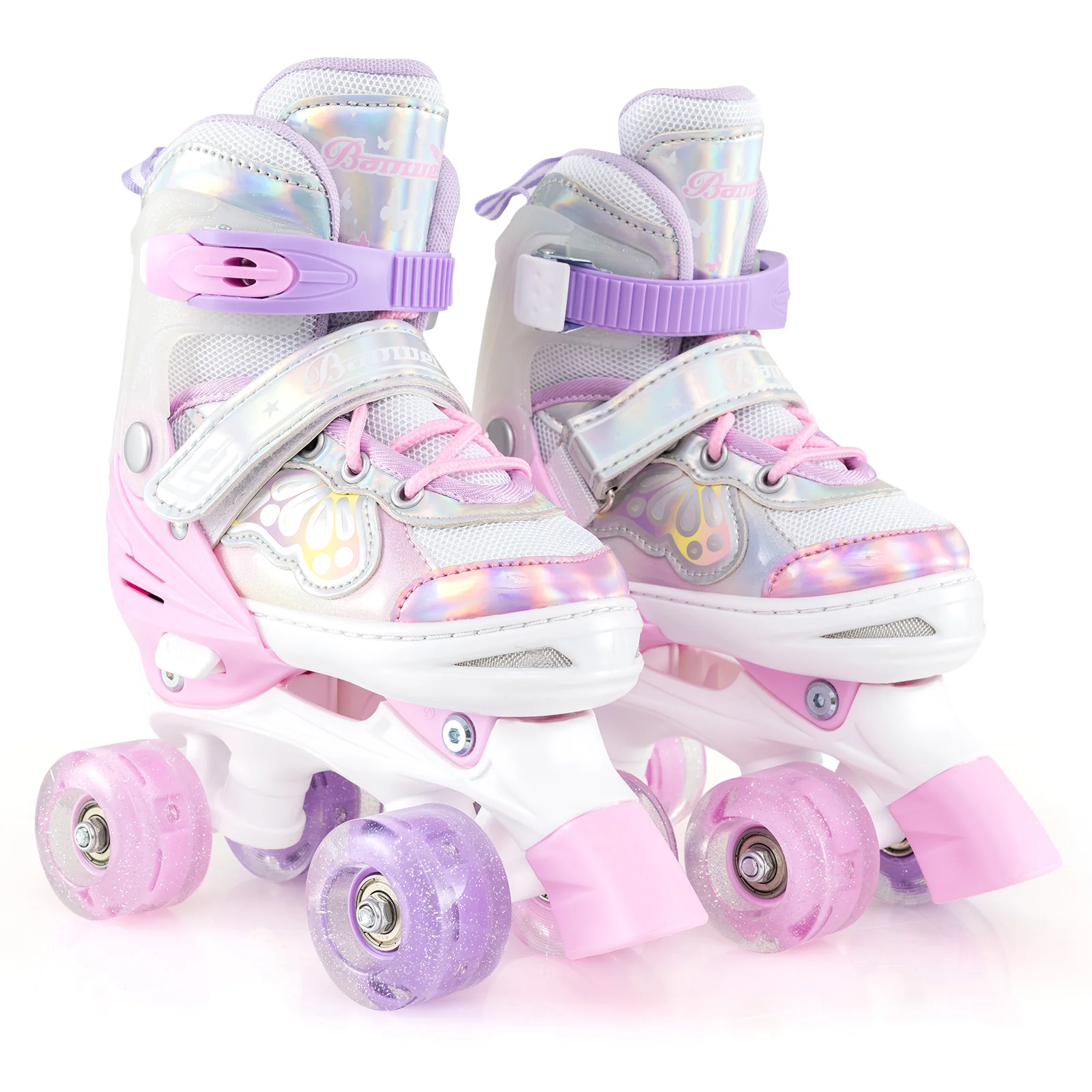 Kids Roller Skates 4 Sizes Adjustable Quad Skates with Light-up Wheels and Safety Protection - Image 19