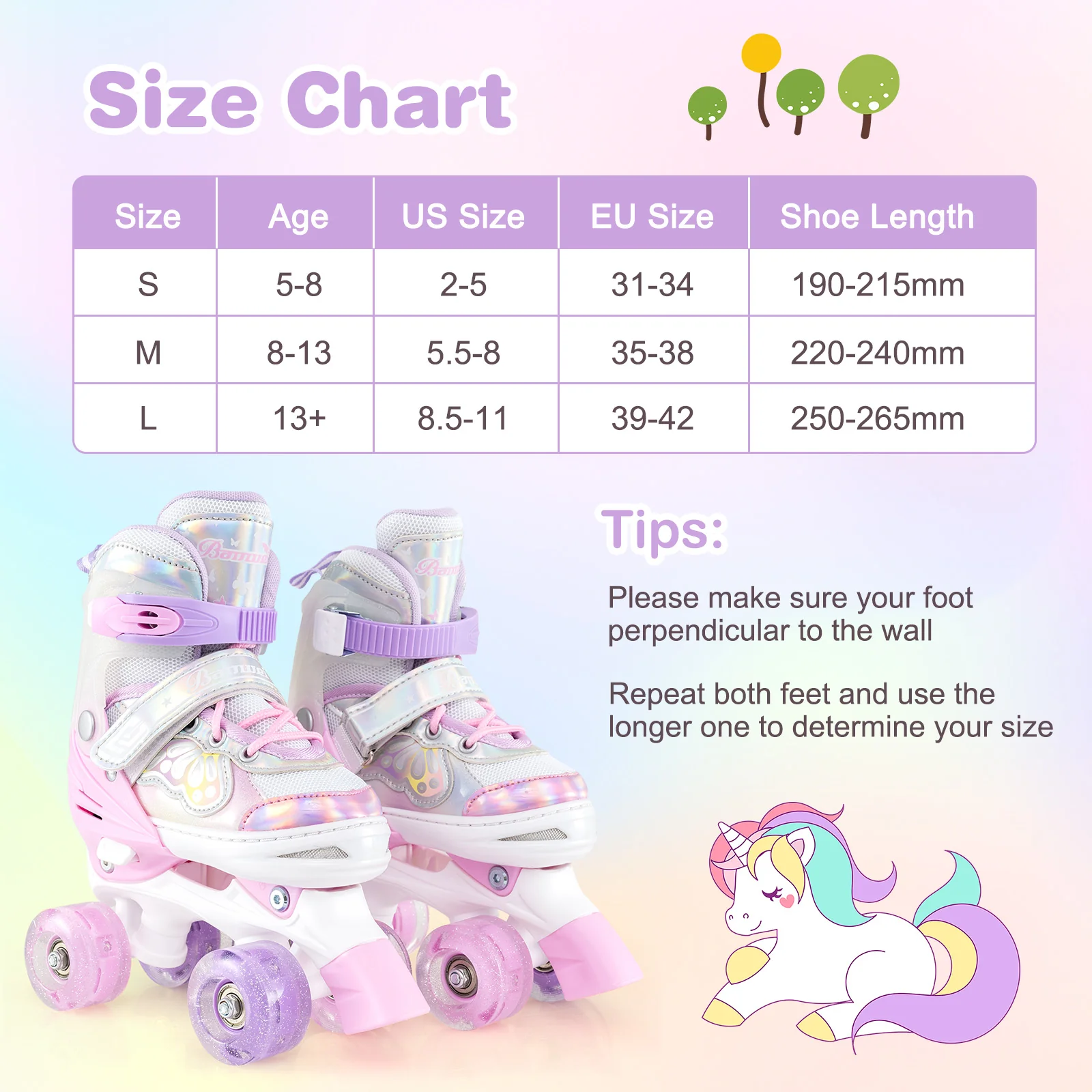 Kids Roller Skates 4 Sizes Adjustable Quad Skates with Light-up Wheels and Safety Protection - Image 20