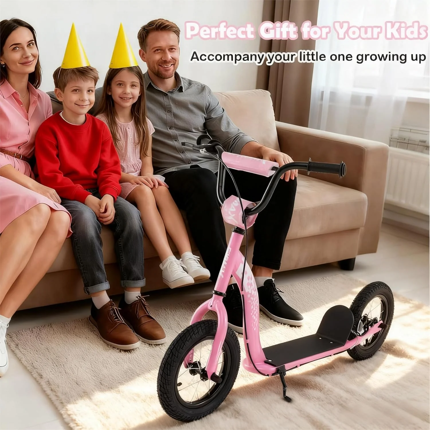 Kids Scooter Youth Kick Scooter with Adjustable Height Handlebar 12-Inch Inflatable Wheels - Image 10