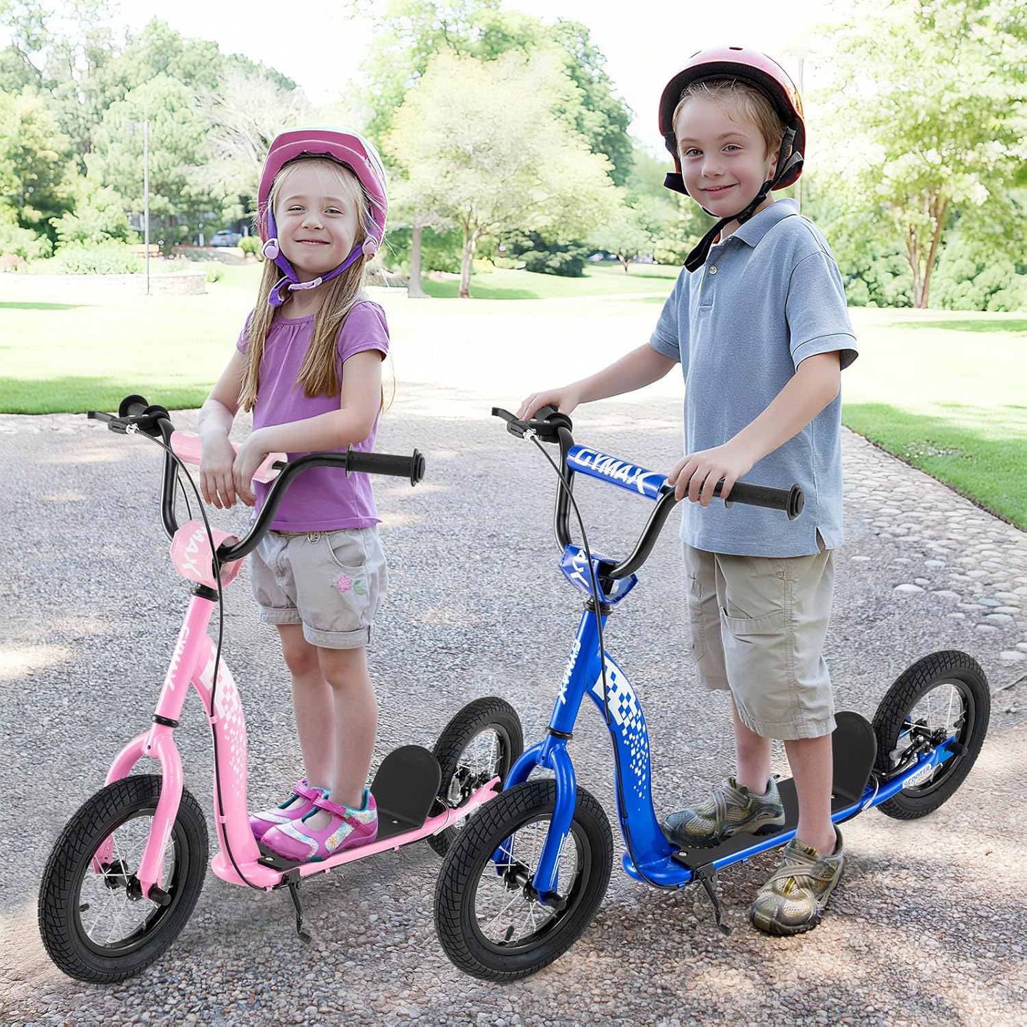 Kids Scooter Youth Kick Scooter with Adjustable Height Handlebar 12-Inch Inflatable Wheels - Image 14