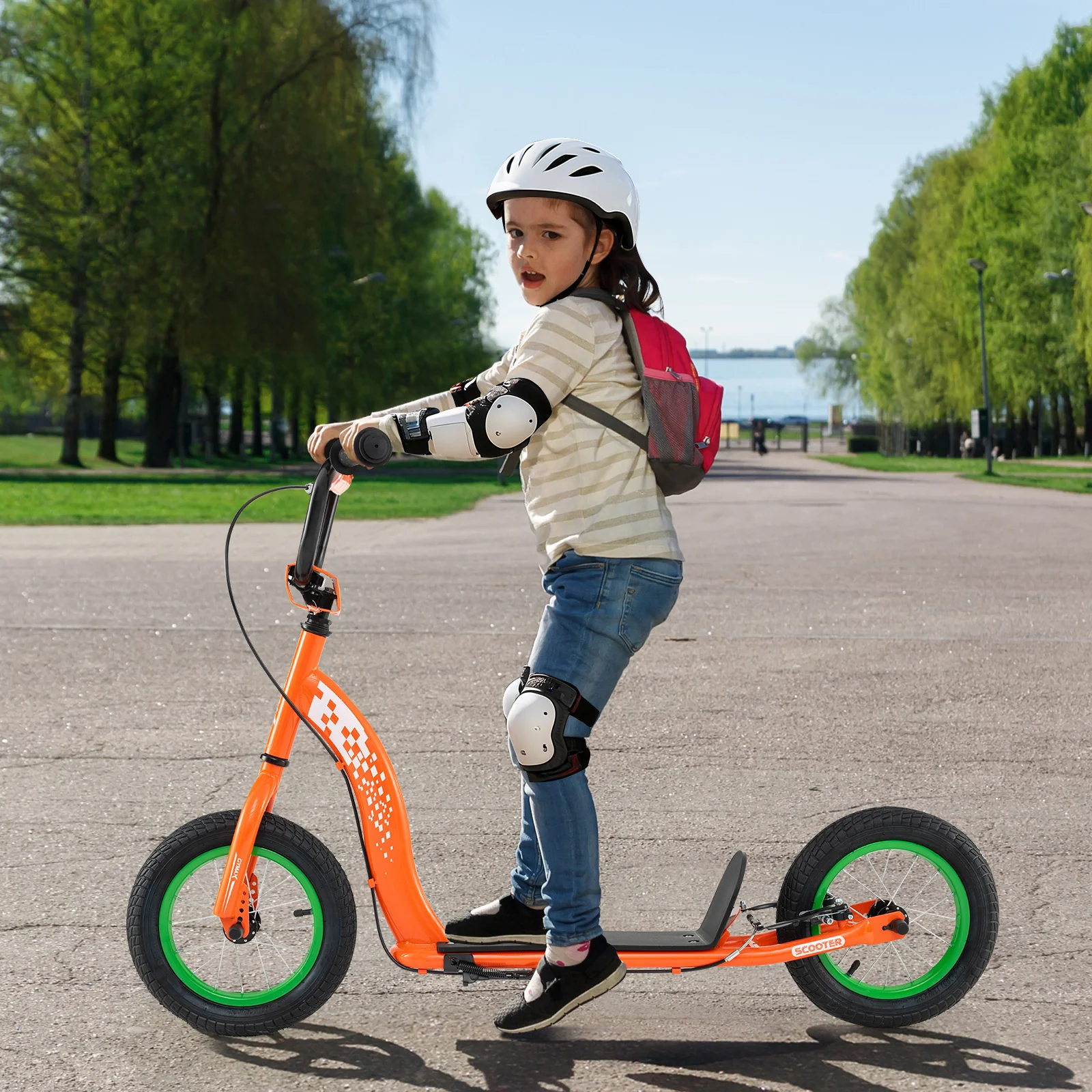 Kids Scooter Youth Kick Scooter with Adjustable Height Handlebar 12-Inch Inflatable Wheels - Image 17