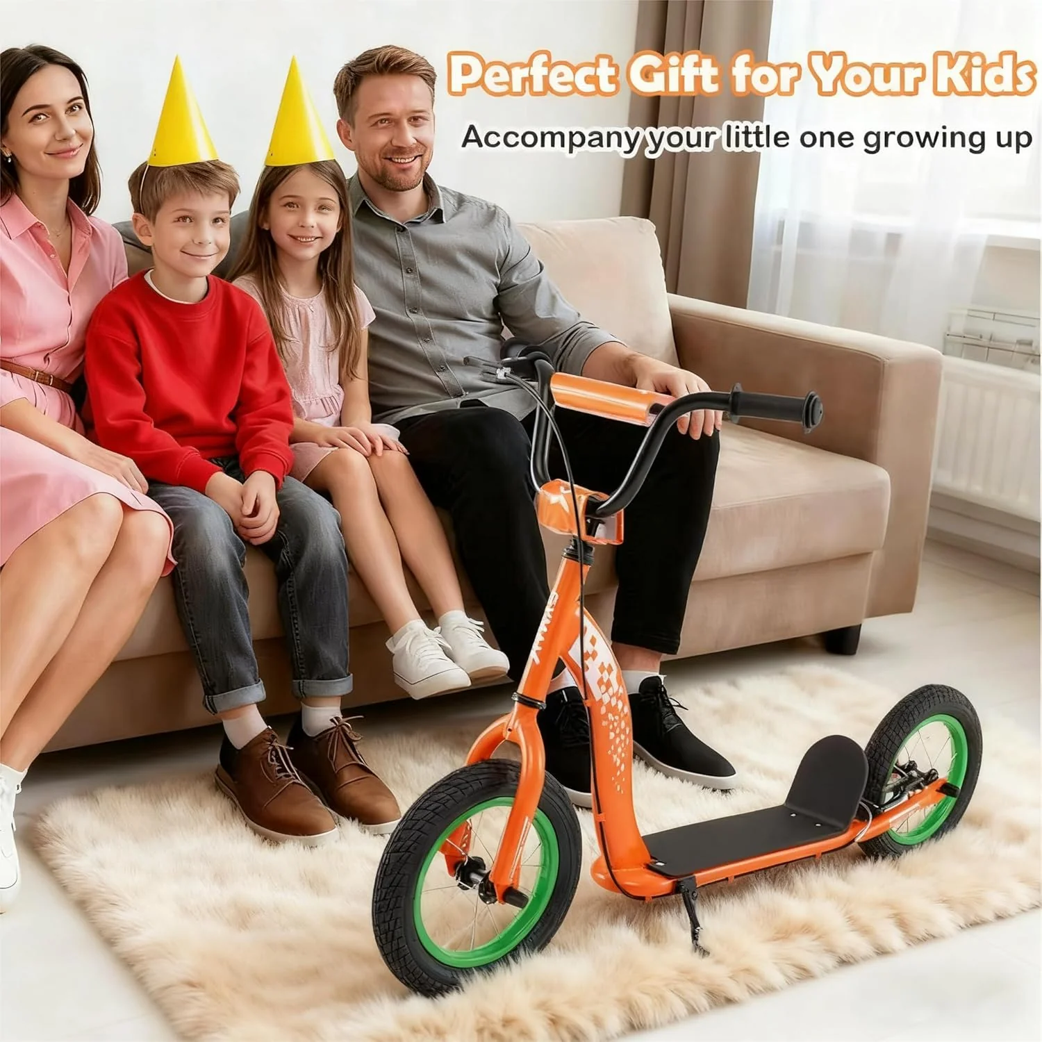 Kids Scooter Youth Kick Scooter with Adjustable Height Handlebar 12-Inch Inflatable Wheels - Image 18