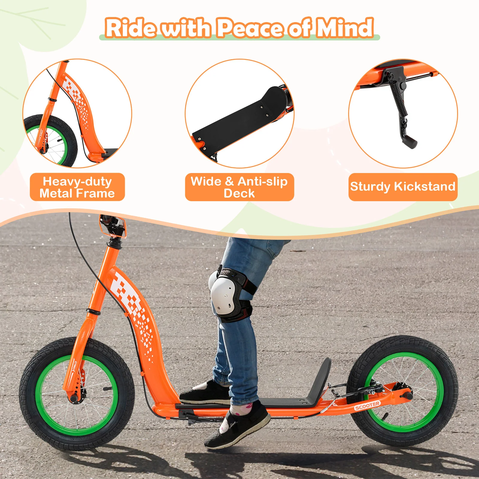 Kids Scooter Youth Kick Scooter with Adjustable Height Handlebar 12-Inch Inflatable Wheels - Image 24