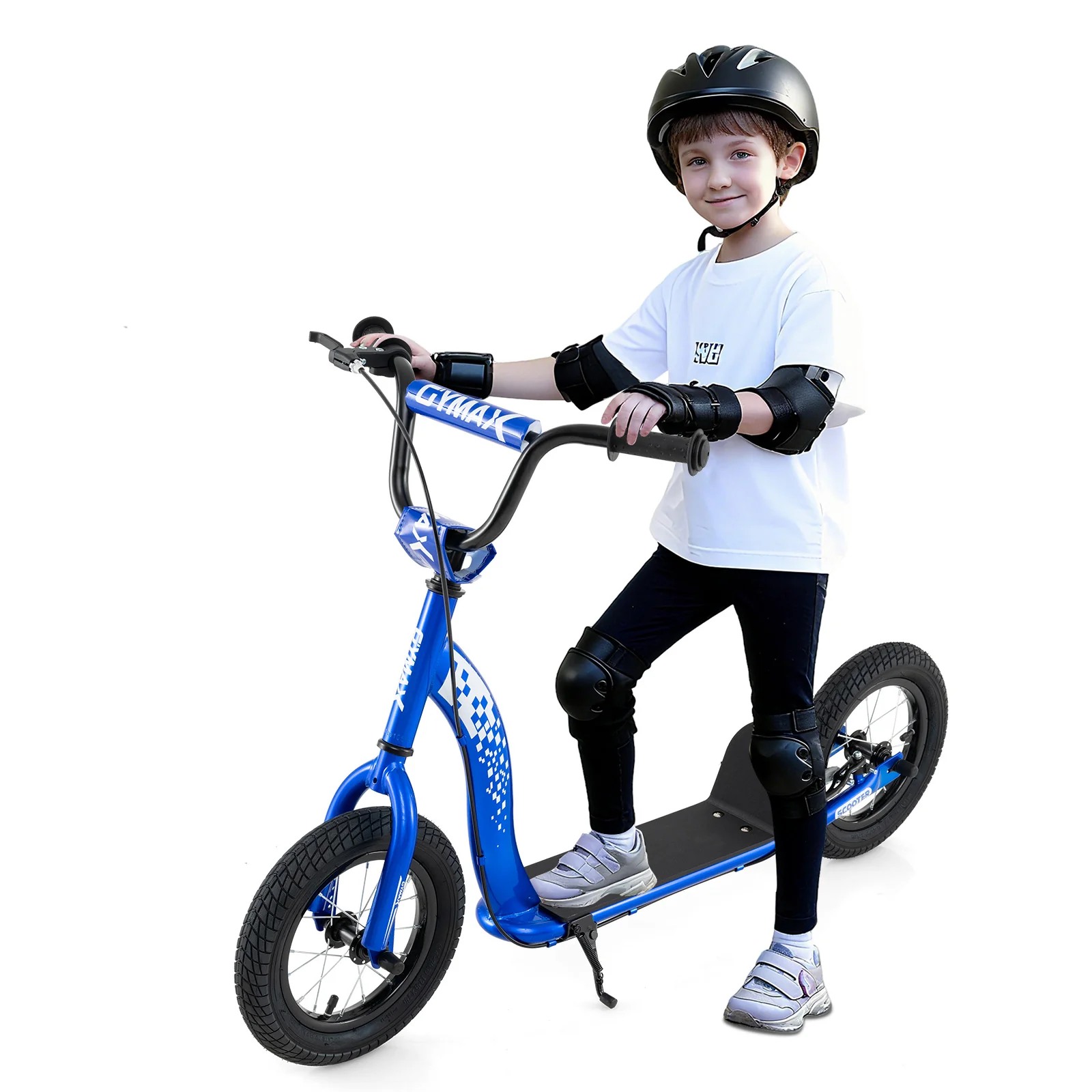 Kids Scooter Youth Kick Scooter with Adjustable Height Handlebar 12-Inch Inflatable Wheels - Image 4