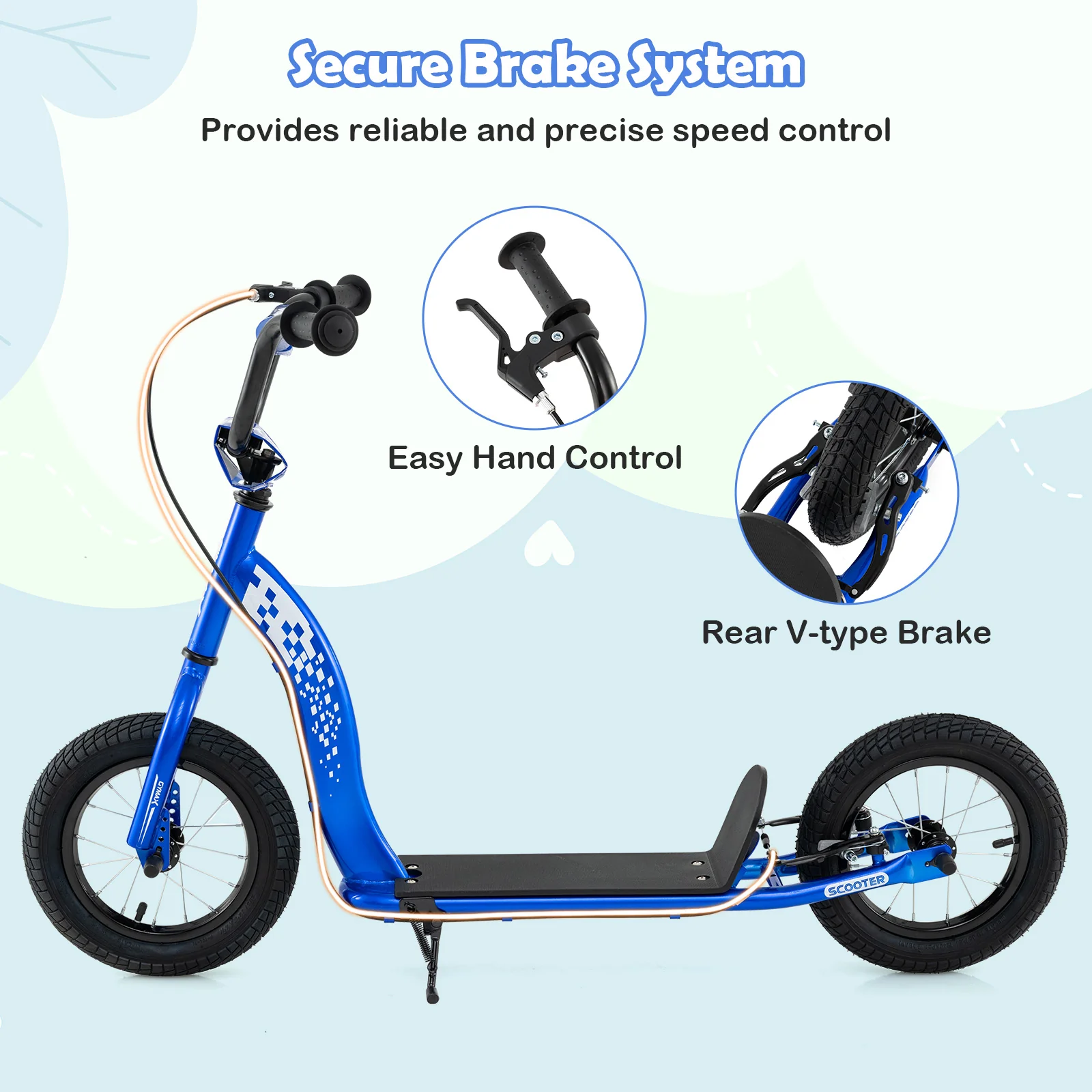 Kids Scooter Youth Kick Scooter with Adjustable Height Handlebar 12-Inch Inflatable Wheels - Image 8