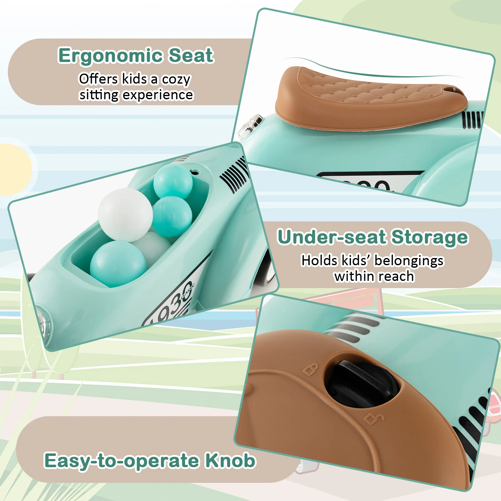 Kids Sit to Stand Vehicle with Working Steering Wheel and Under Seat Storage - Image 16