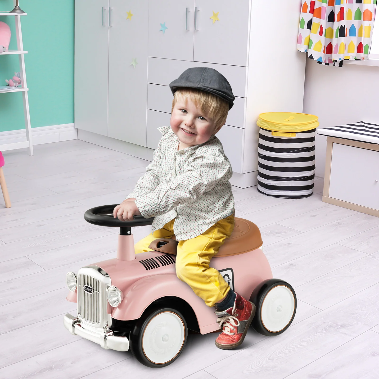 Kids Sit to Stand Vehicle with Working Steering Wheel and Under Seat Storage - Image 17