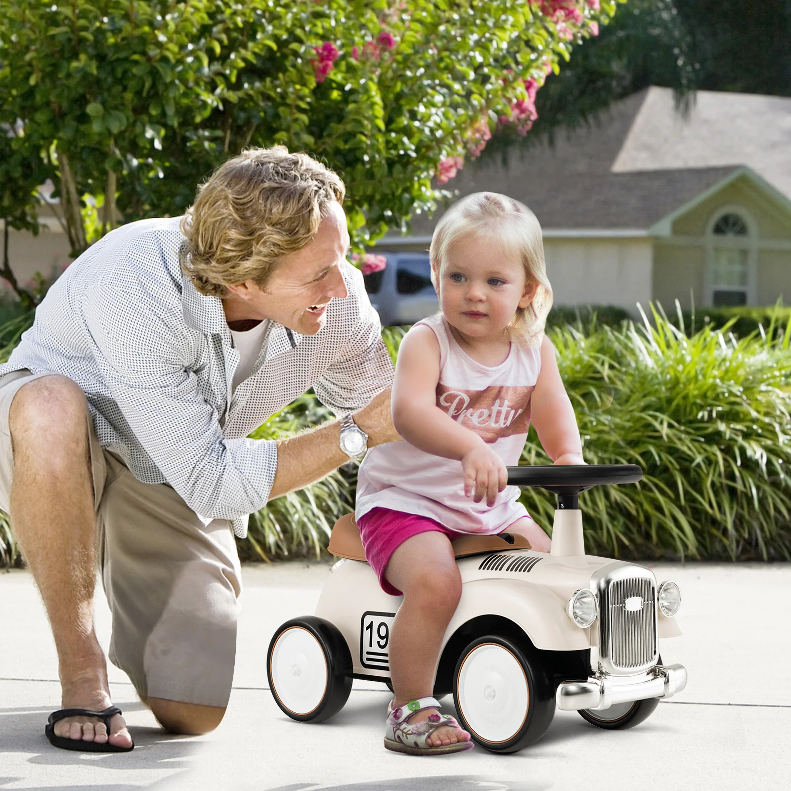 Kids Sit to Stand Vehicle with Working Steering Wheel and Under Seat Storage - Image 2