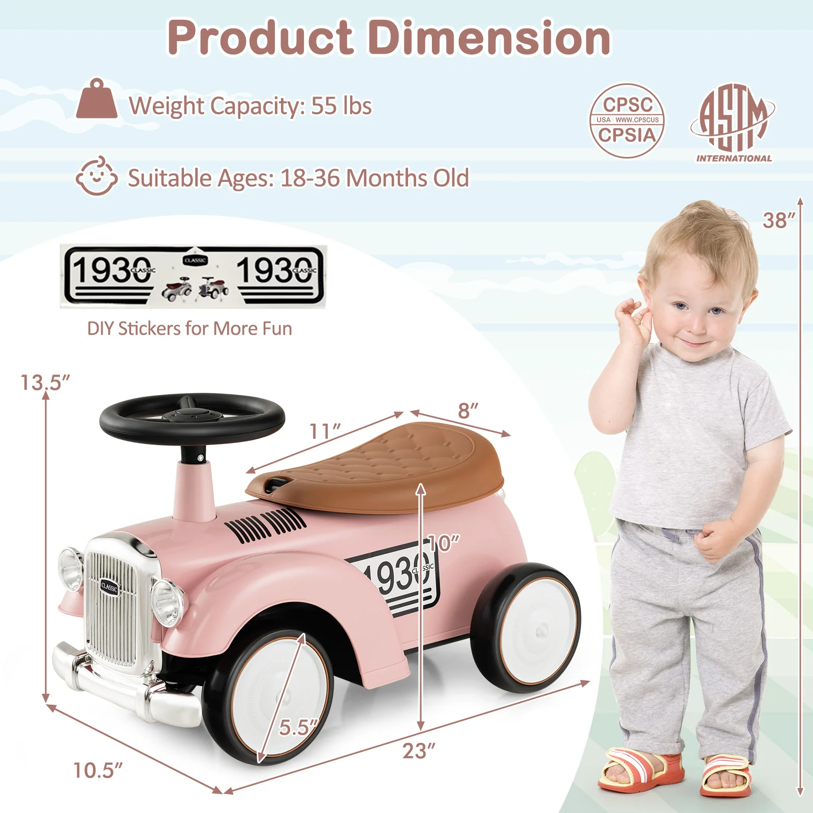 Kids Sit to Stand Vehicle with Working Steering Wheel and Under Seat Storage - Image 21