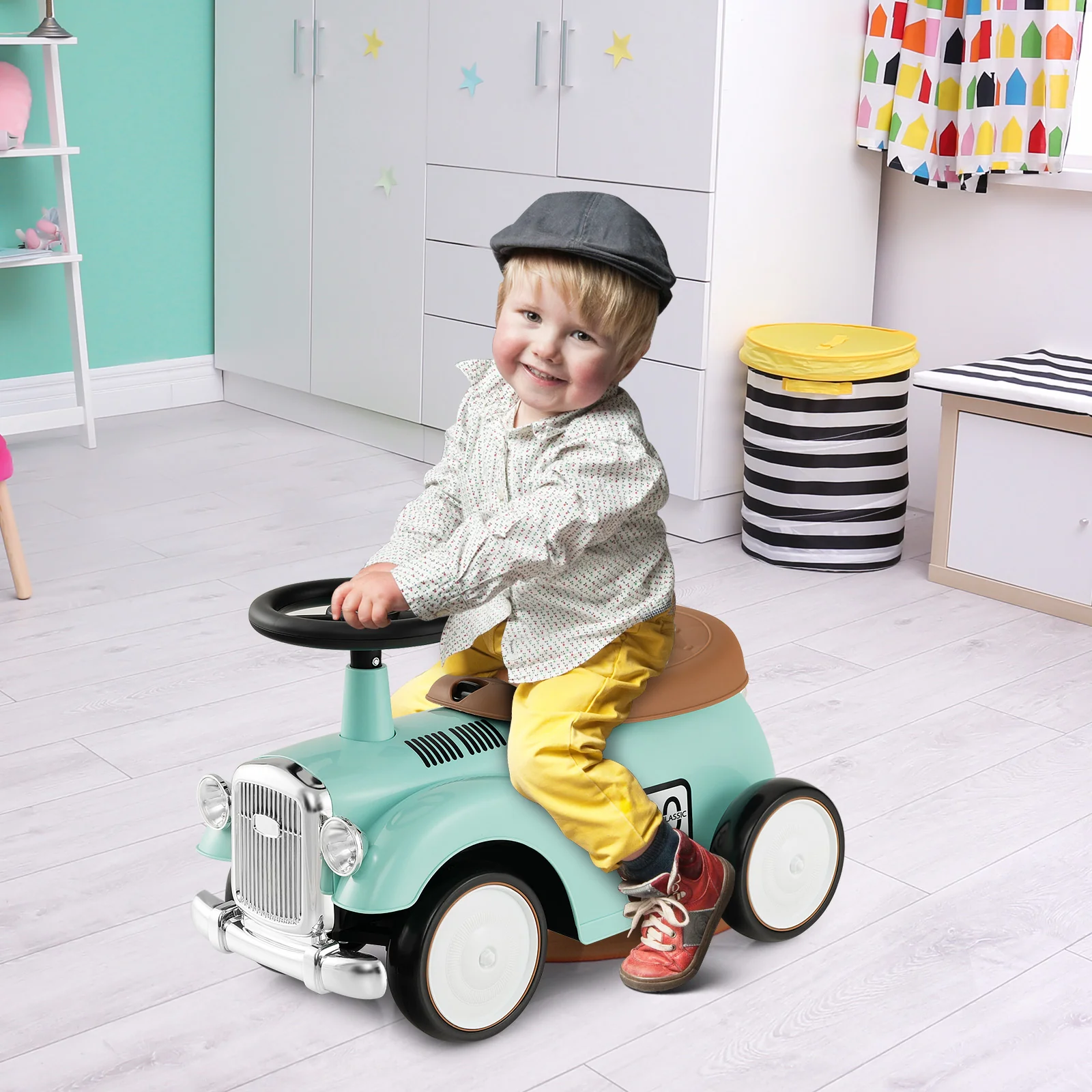 Kids Sit to Stand Vehicle with Working Steering Wheel and Under Seat Storage - Image 9