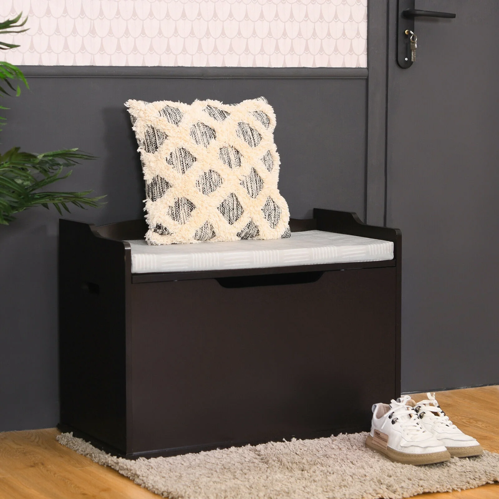 Kids Toy Wooden Flip-top Storage Box Chest Bench with Cushion Hinge - Image 14