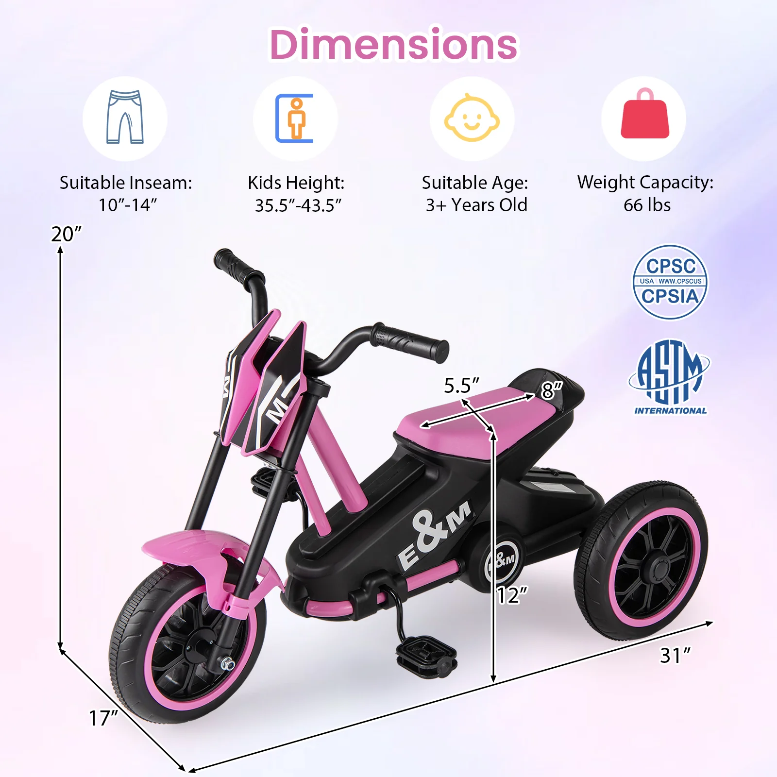 Kids Tricycle 3-Wheel Toddler Bike with Foot Pedals Forward Backward - Image 13