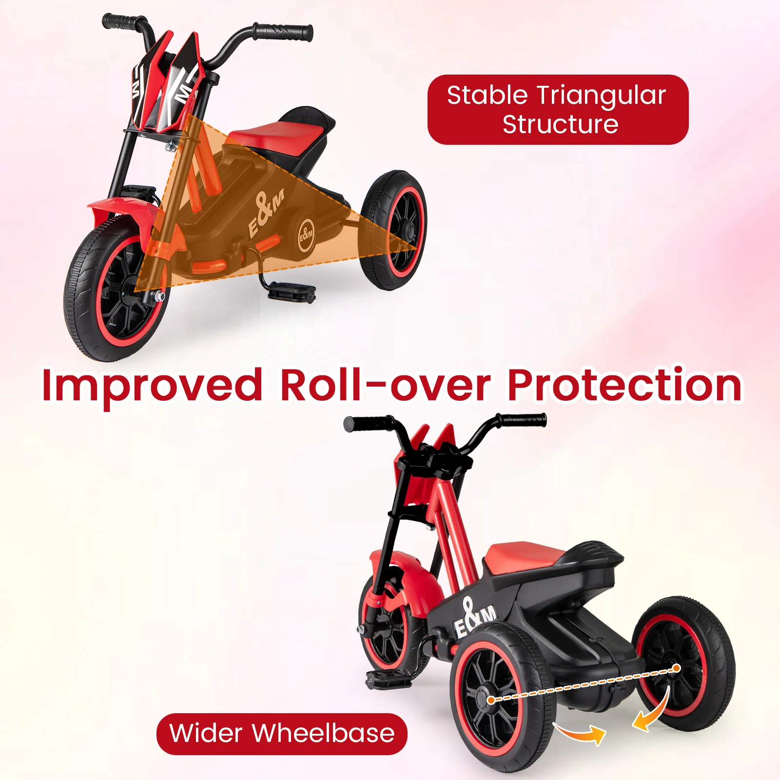 Kids Tricycle 3-Wheel Toddler Bike with Foot Pedals Forward Backward - Image 24