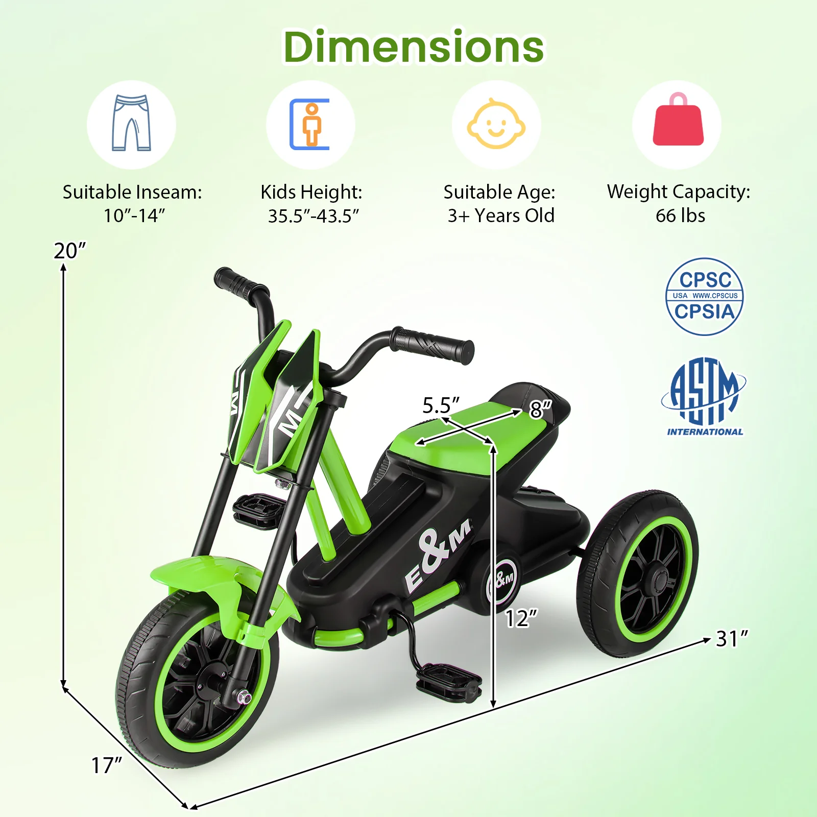 Kids Tricycle 3-Wheel Toddler Bike with Foot Pedals Forward Backward - Image 5