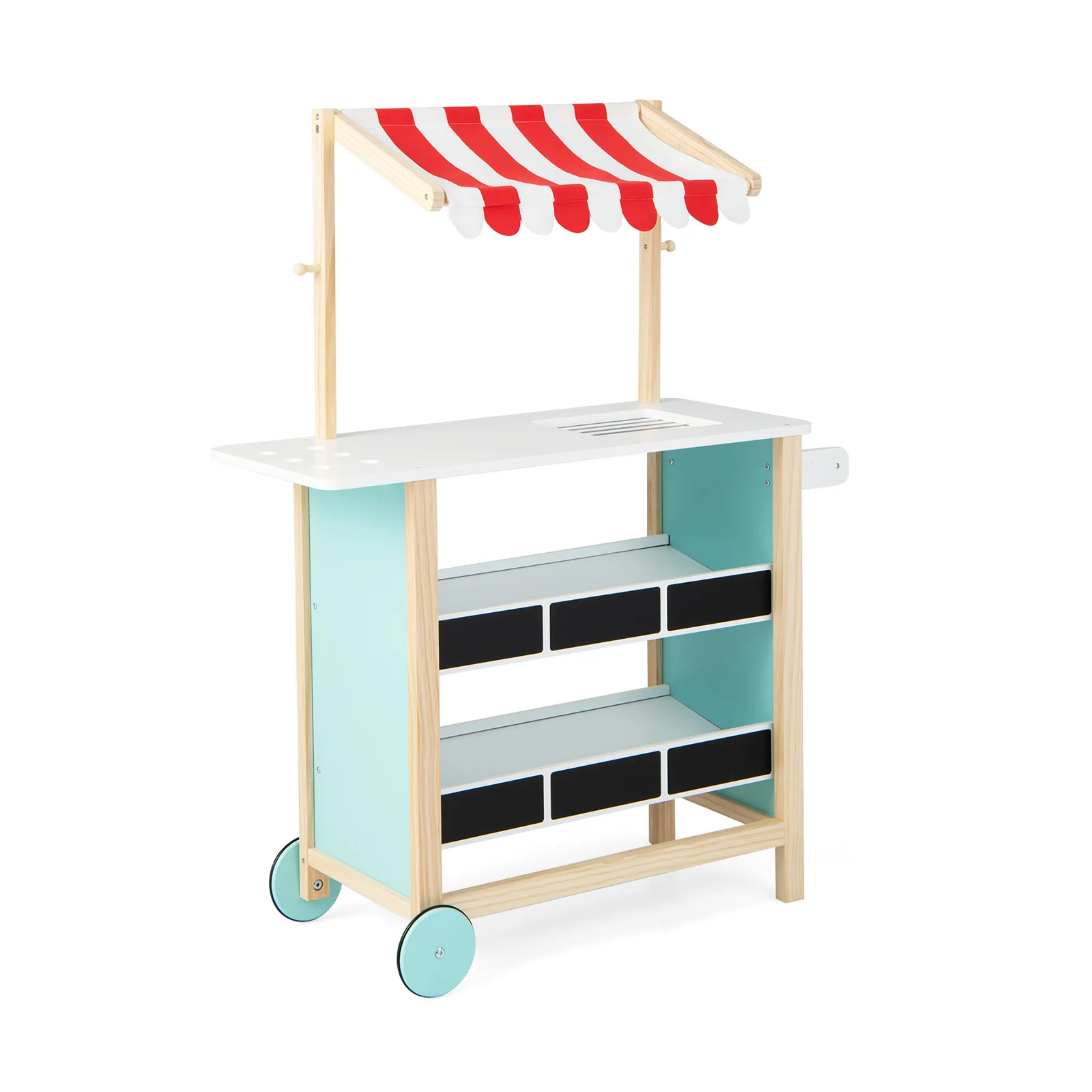 Kids Wooden Ice Cream Cart with Chalkboard and Storage - Image 3