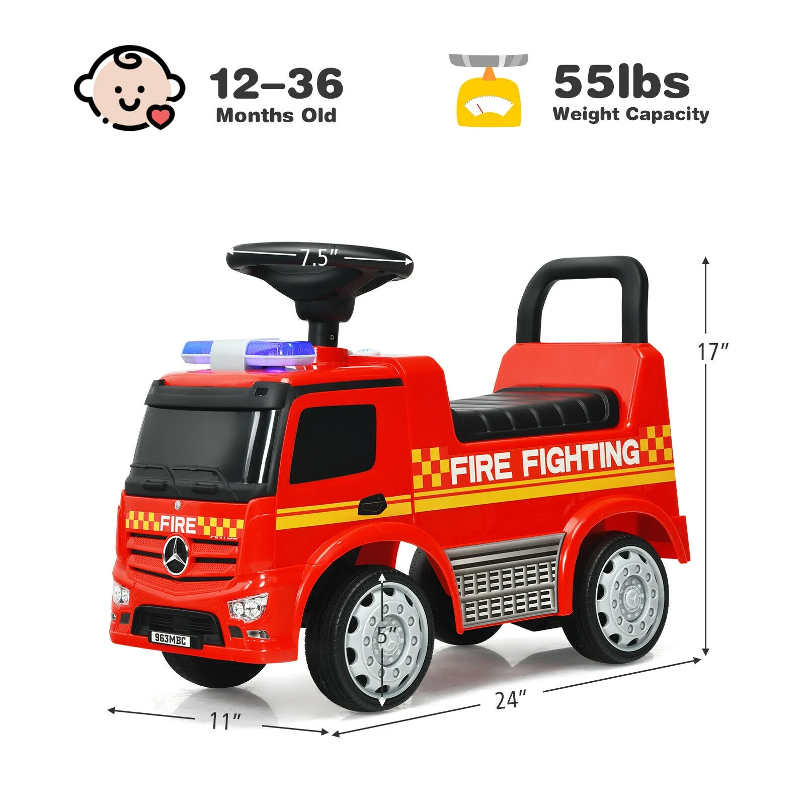 Licensed Mercedes Benz Kids Fire Engine Racer - Image 5
