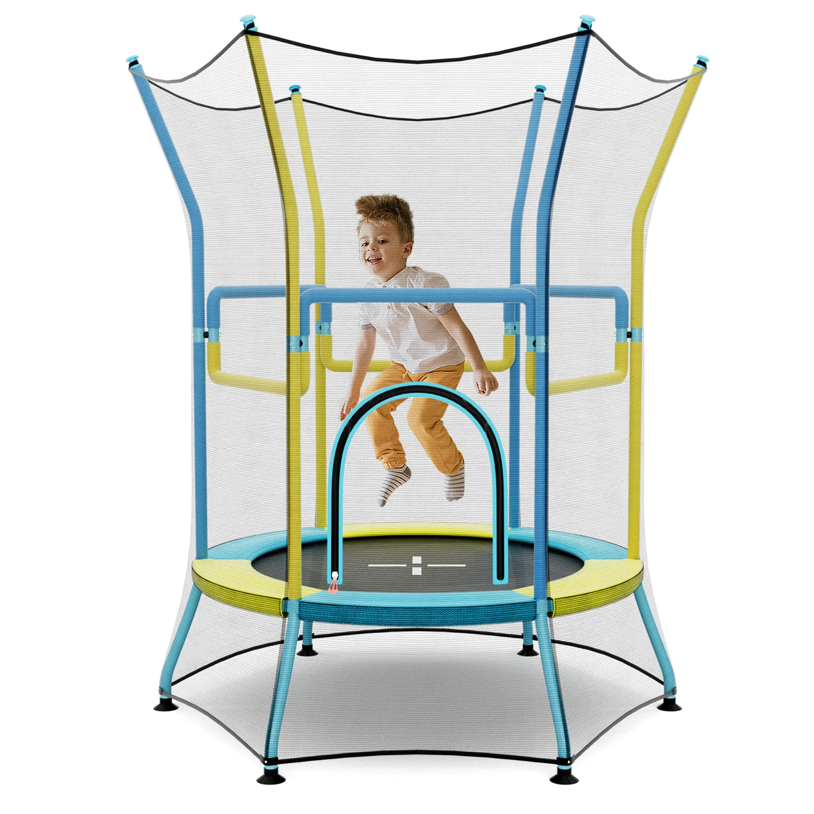Mini Trampoline for Kids with Safety Enclosure Net and Foam Handles - Image 12