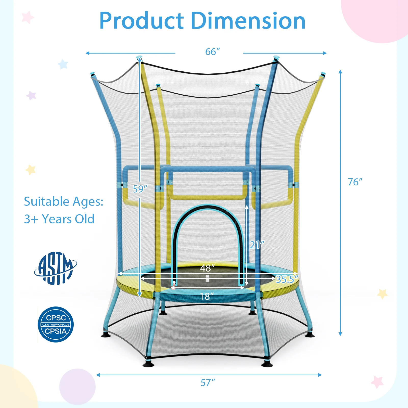 Mini Trampoline for Kids with Safety Enclosure Net and Foam Handles - Image 13