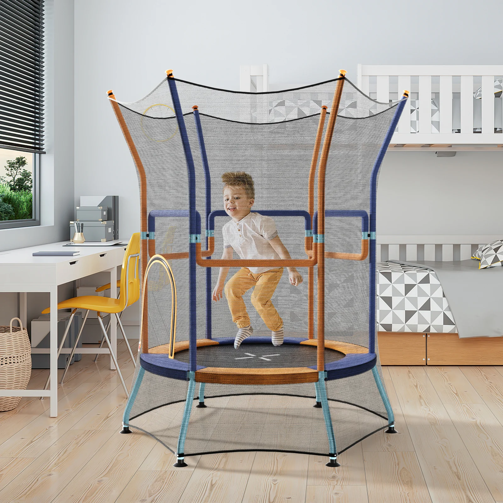 Mini Trampoline for Kids with Safety Enclosure Net and Foam Handles - Image 2