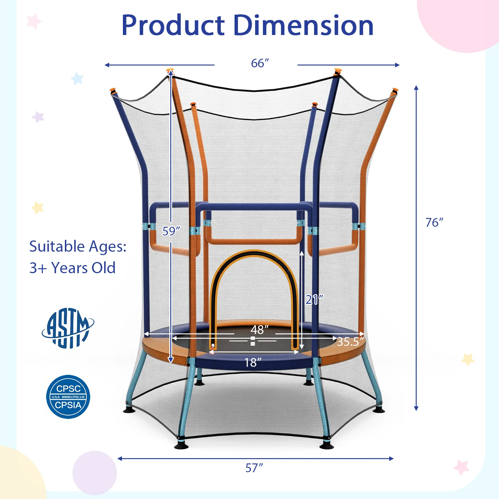 Mini Trampoline for Kids with Safety Enclosure Net and Foam Handles - Image 5