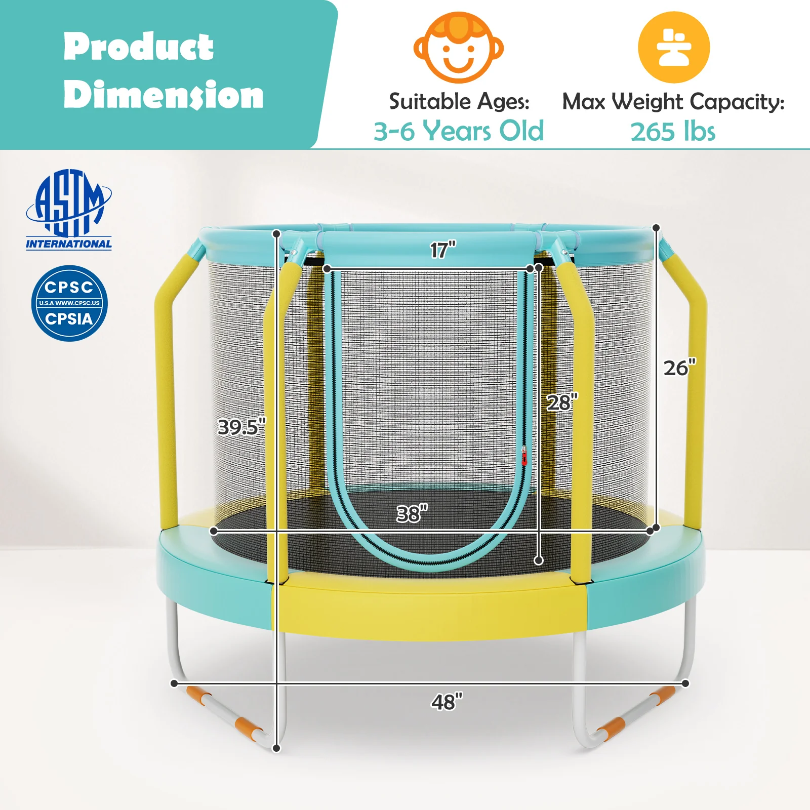 Mini Trampoline with Enclosure and Heavy-duty Metal Frame - Image 13