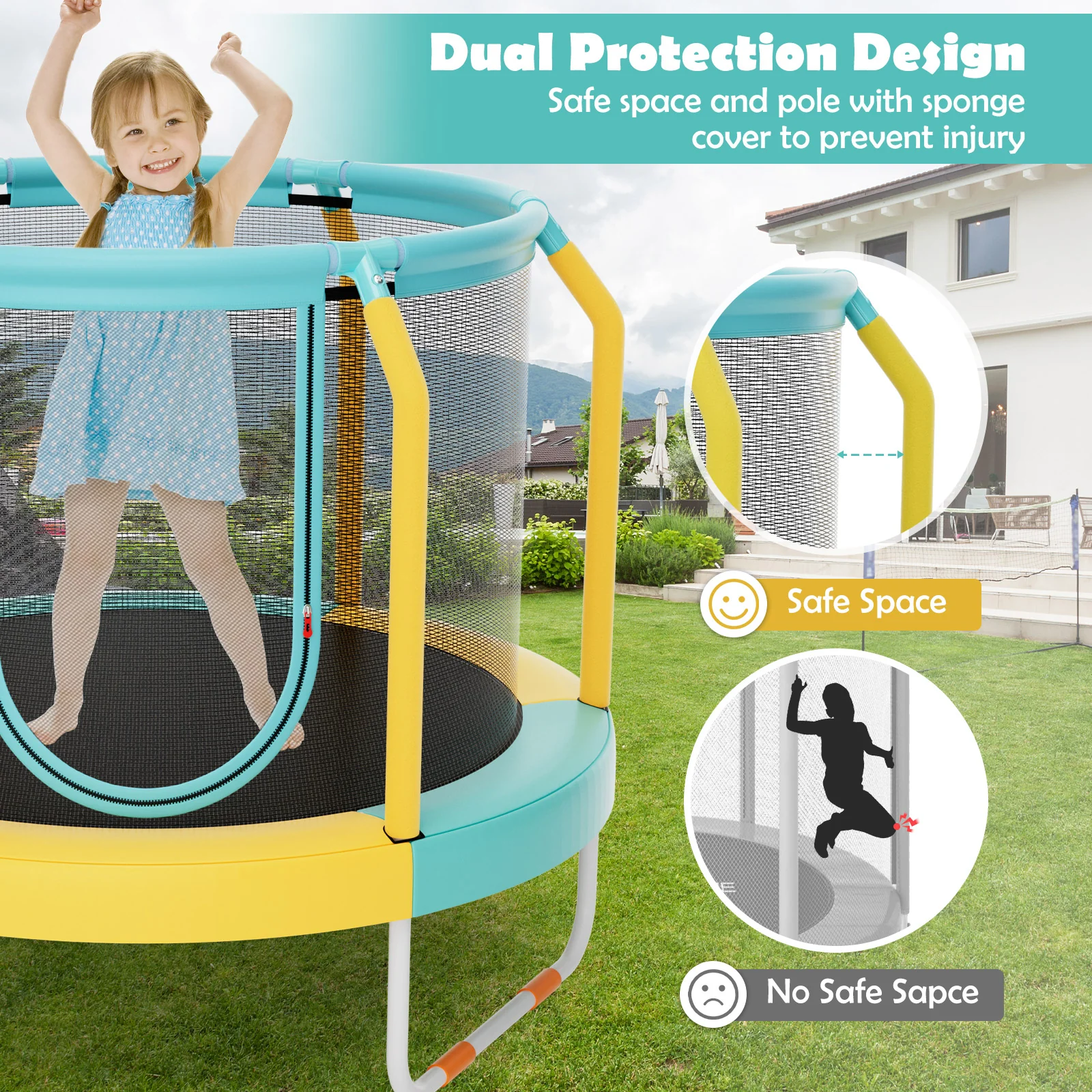 Mini Trampoline with Enclosure and Heavy-duty Metal Frame - Image 14