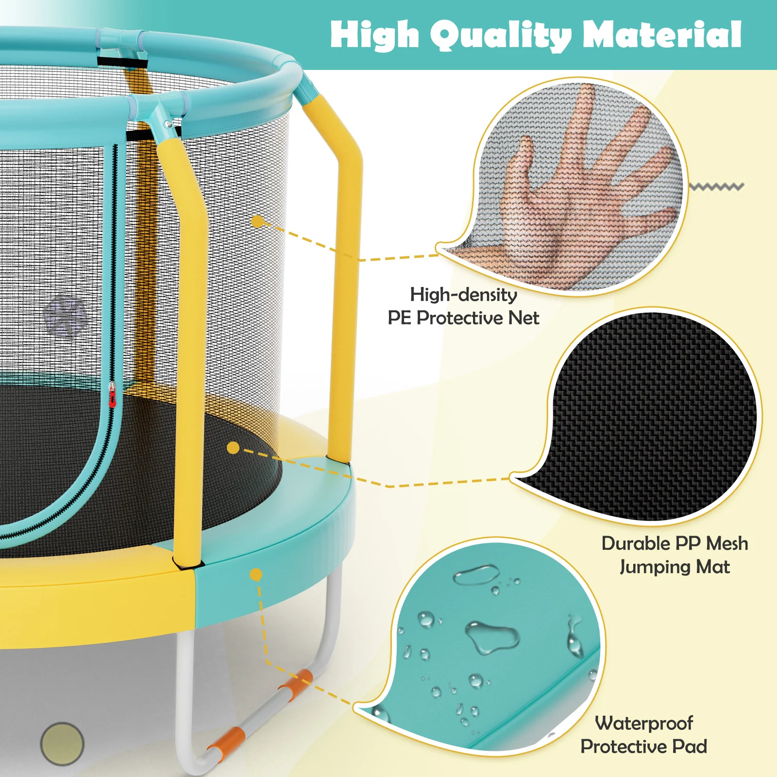 Mini Trampoline with Enclosure and Heavy-duty Metal Frame - Image 15