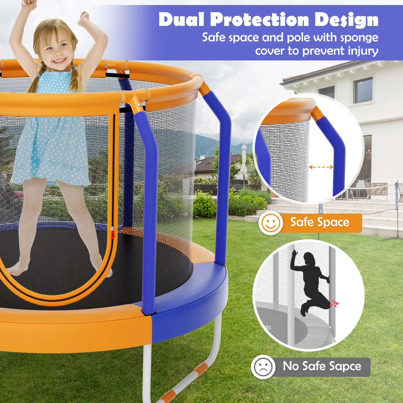 Mini Trampoline with Enclosure and Heavy-duty Metal Frame - Image 6