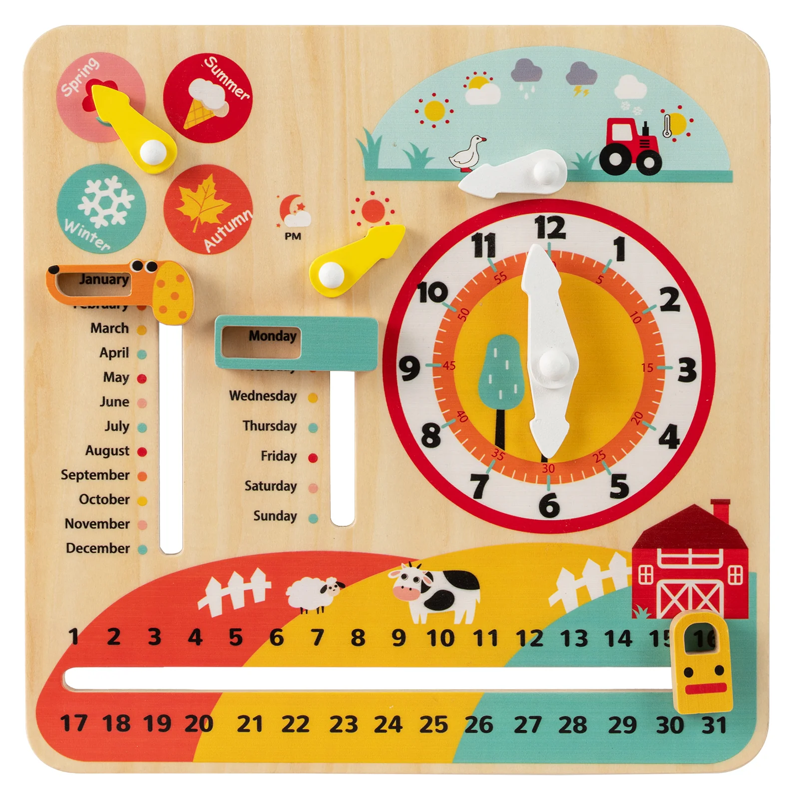 Montessori Wooden Toy for Toddlers Educational Learning Clock Toy About Season - Image 3