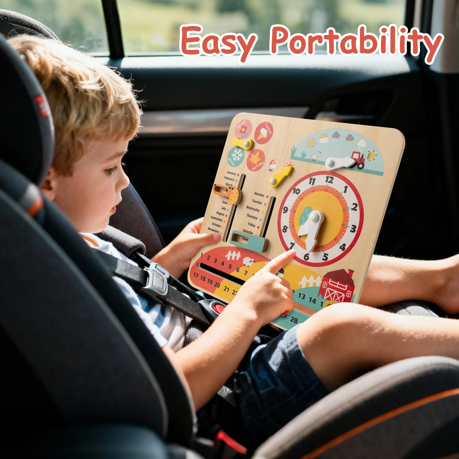 Montessori Wooden Toy for Toddlers Educational Learning Clock Toy About Season - Image 5