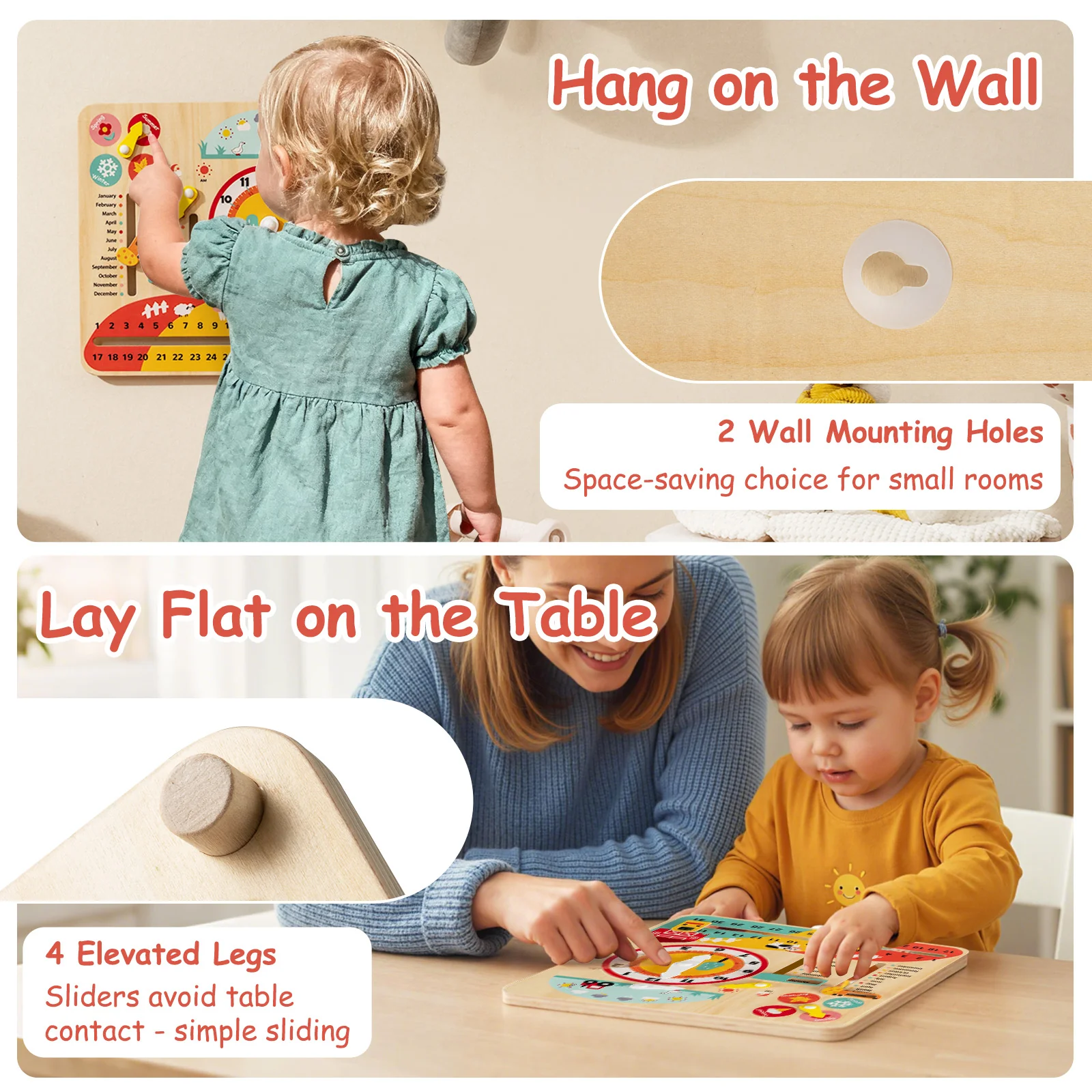 Montessori Wooden Toy for Toddlers Educational Learning Clock Toy About Season - Image 6