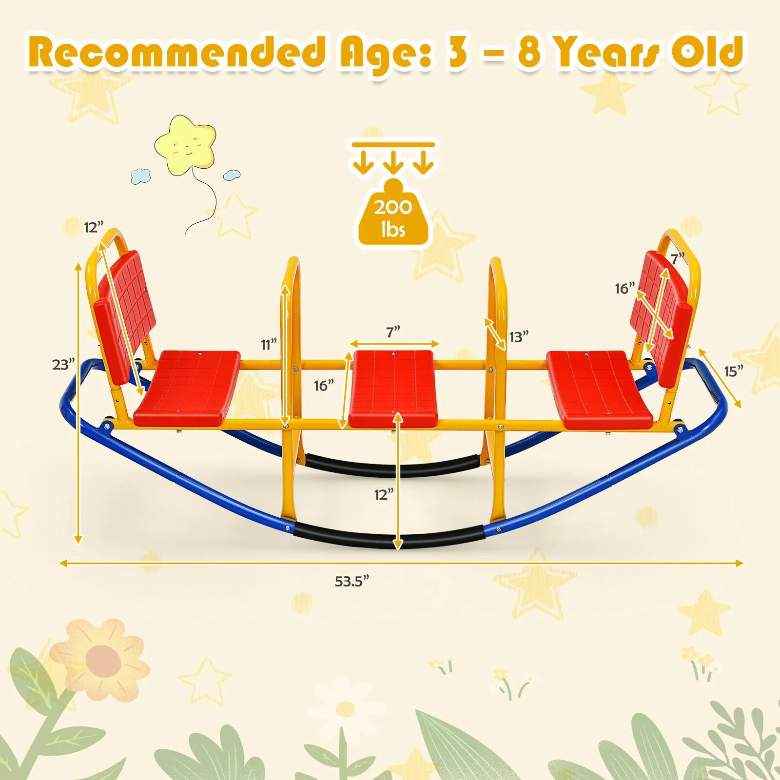 Outdoor Kids Seesaw Swivel Teeter for 3 to 8 Years Old - Image 5