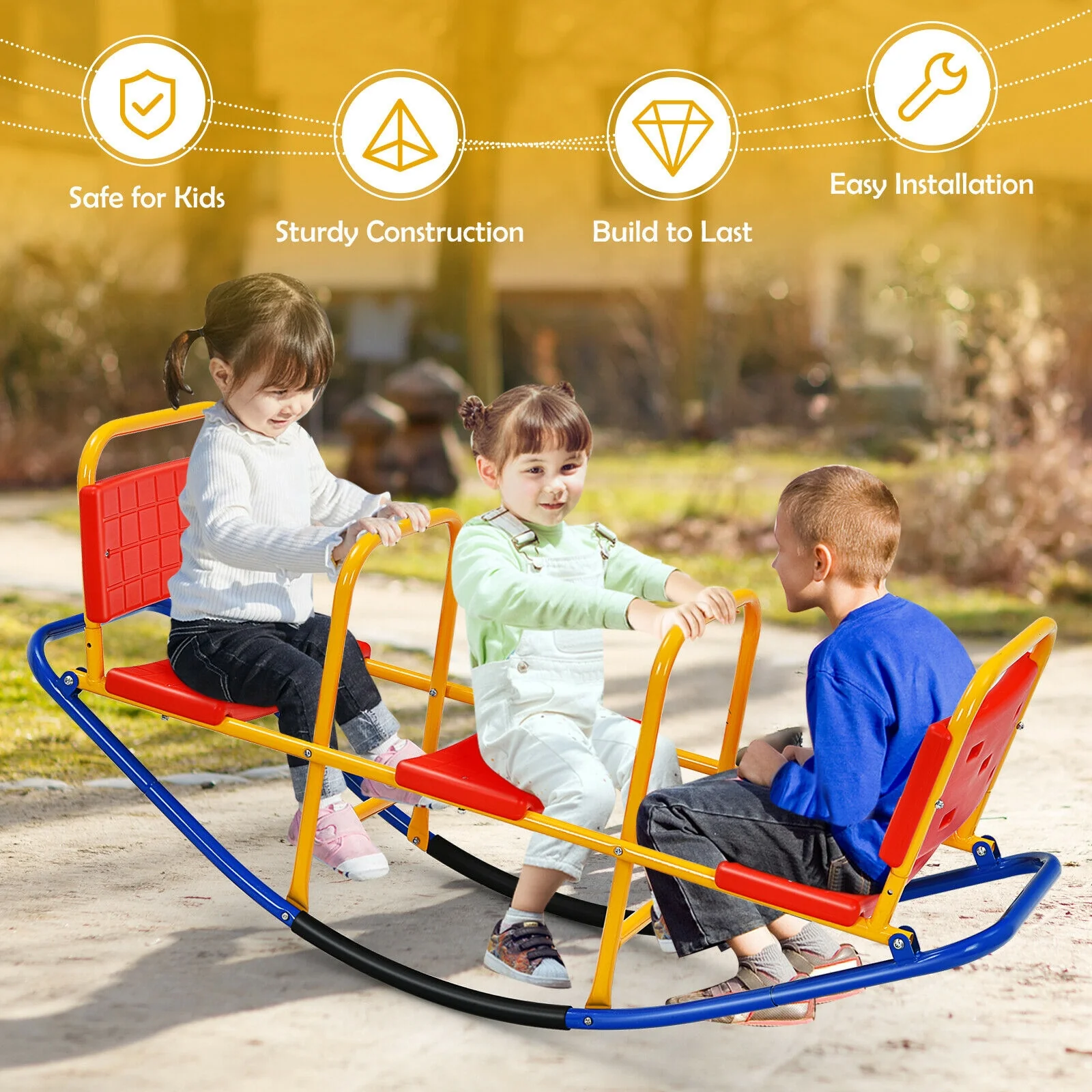 Outdoor Kids Seesaw Swivel Teeter for 3 to 8 Years Old - Image 8