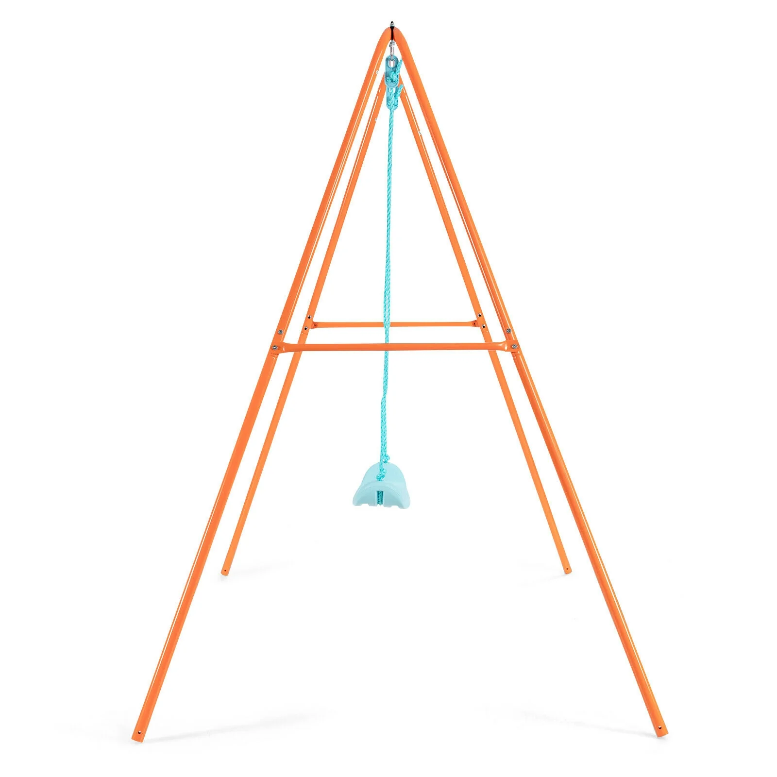Outdoor Kids Swing Set with Heavy-Duty Metal A-Frame and Ground Stakes - Image 16