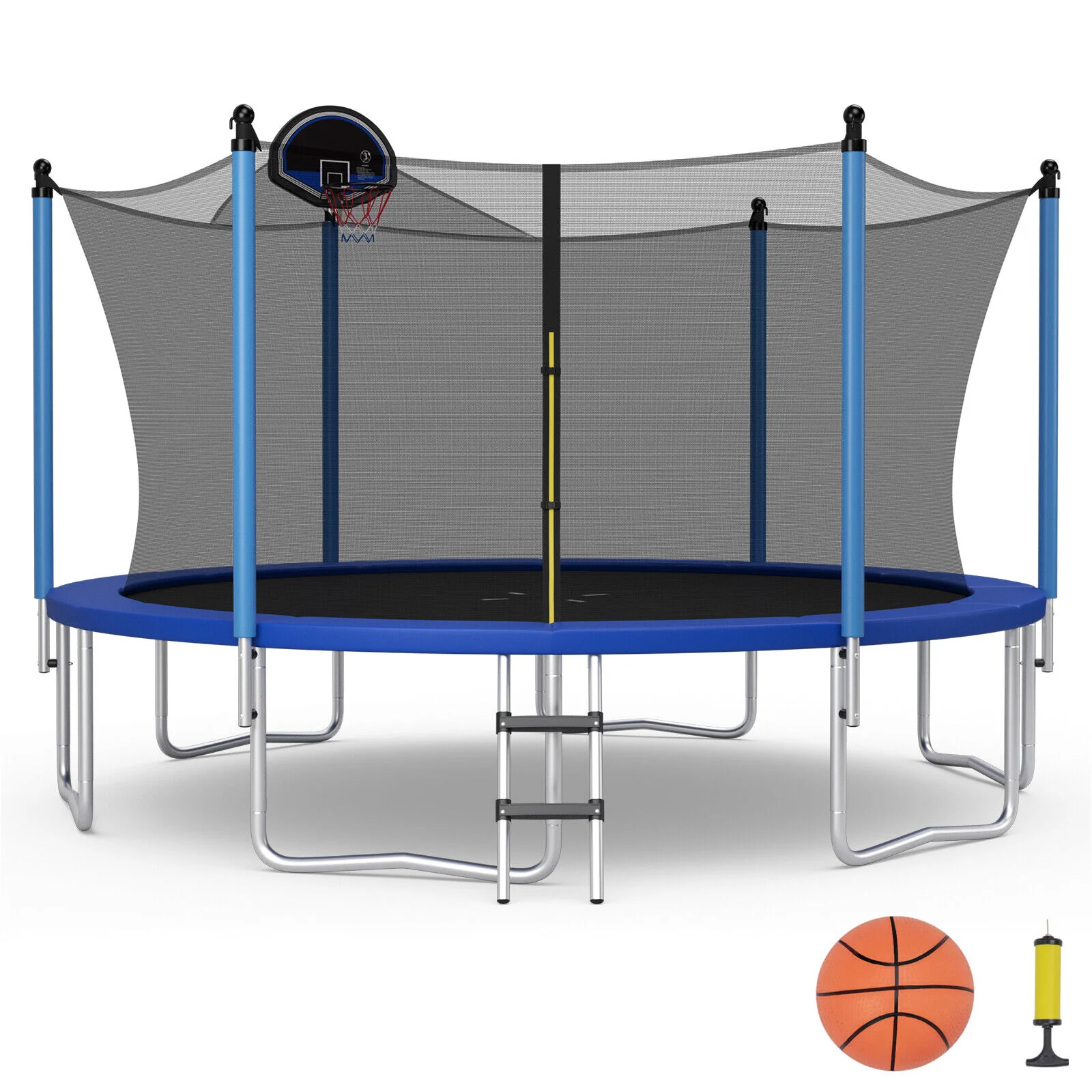 Outdoor Recreational Trampoline with Ladder and Enclosure Net - Image 11