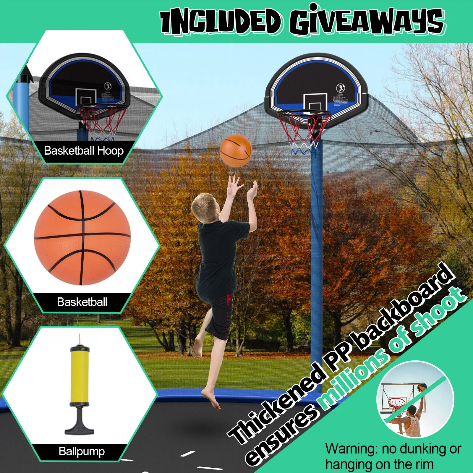 Outdoor Recreational Trampoline with Ladder and Enclosure Net - Image 28