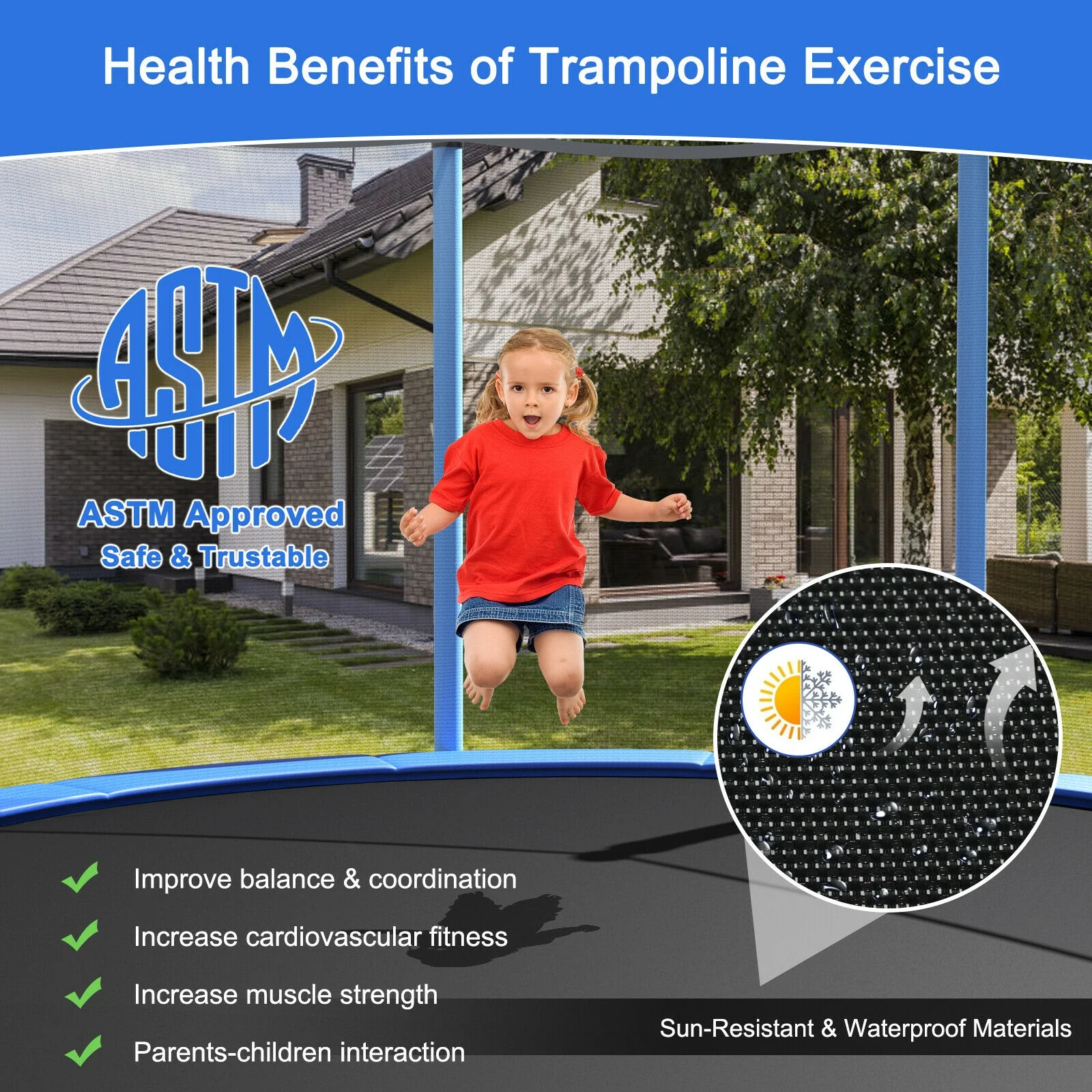 Outdoor Trampoline with Safety Closure Net - Image 15