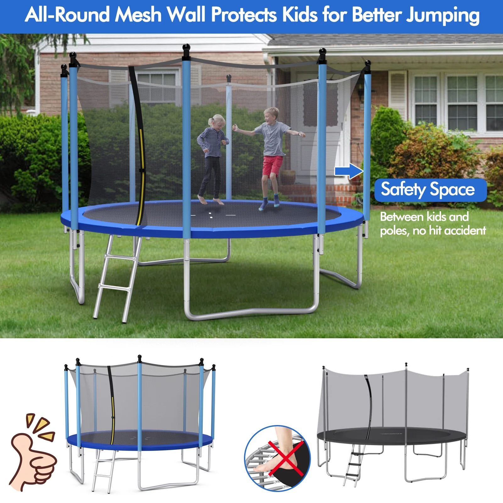 Outdoor Trampoline with Safety Closure Net - Image 42