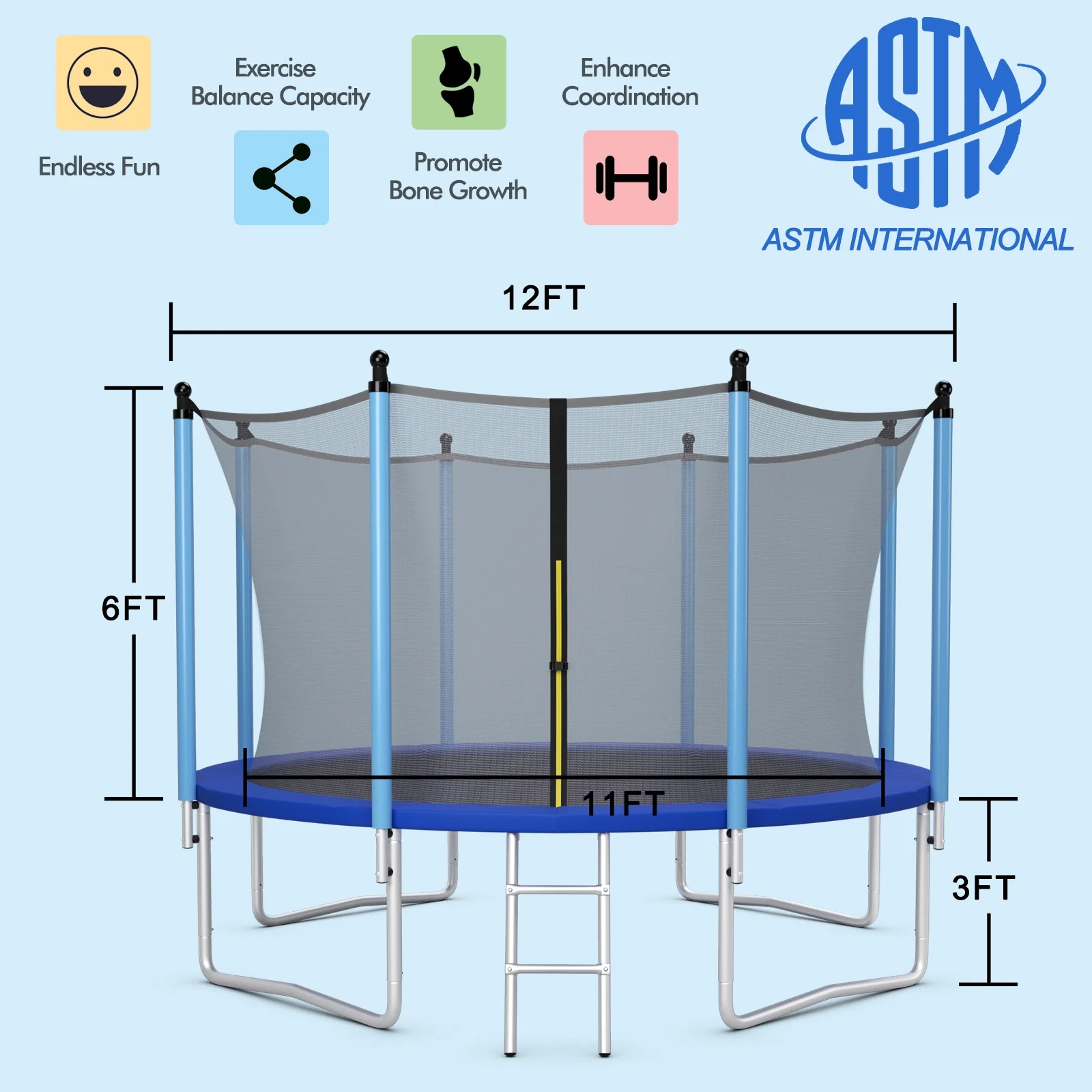 Outdoor Trampoline with Safety Closure Net - Image 44