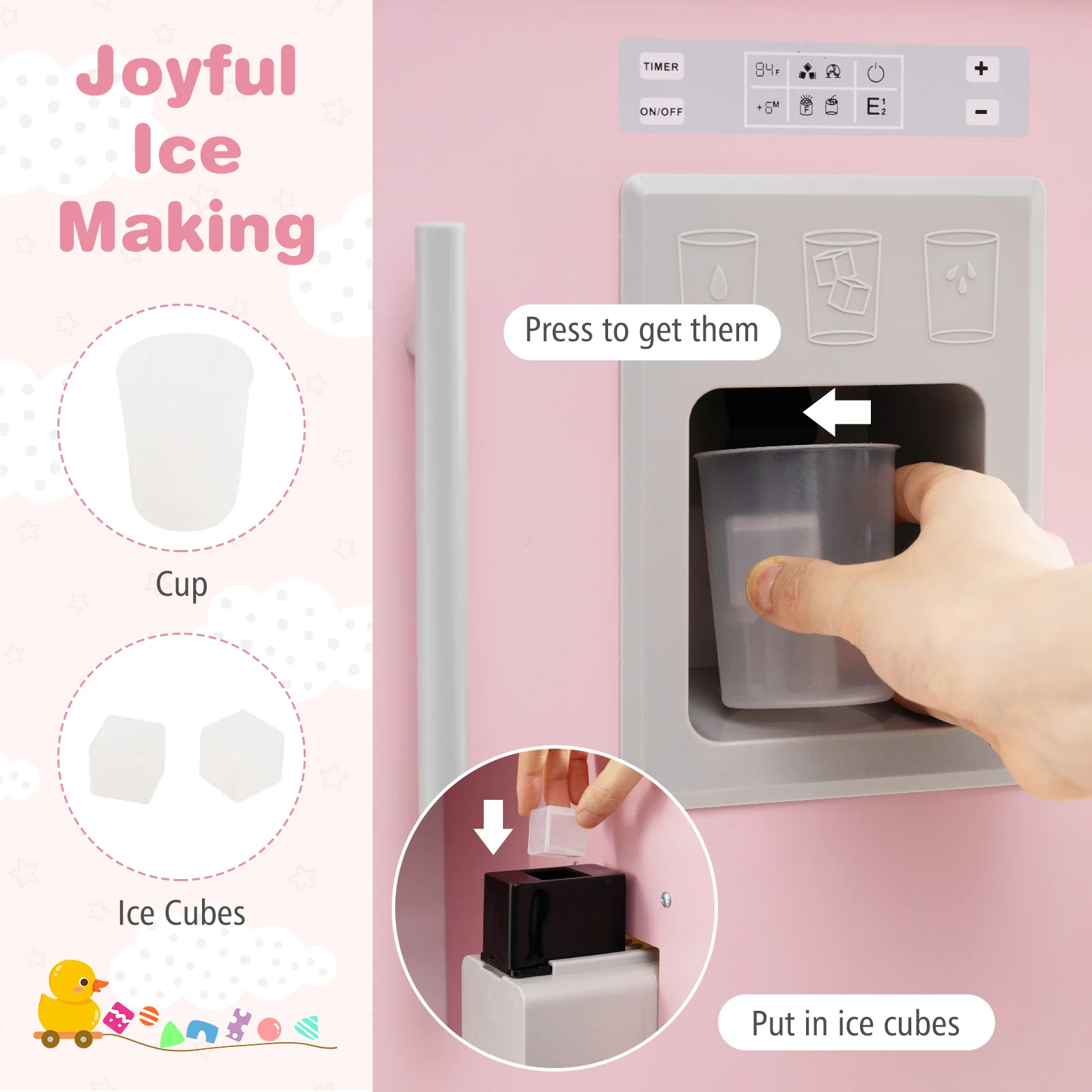Play Kitchen for Kids Wooden Chef Pretend Playset with 3 Adjustable Heights Microwave - Image 14
