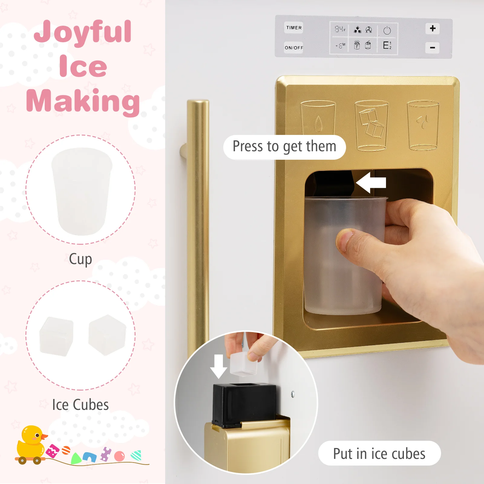 Play Kitchen for Kids Wooden Chef Pretend Playset with 3 Adjustable Heights Microwave - Image 6