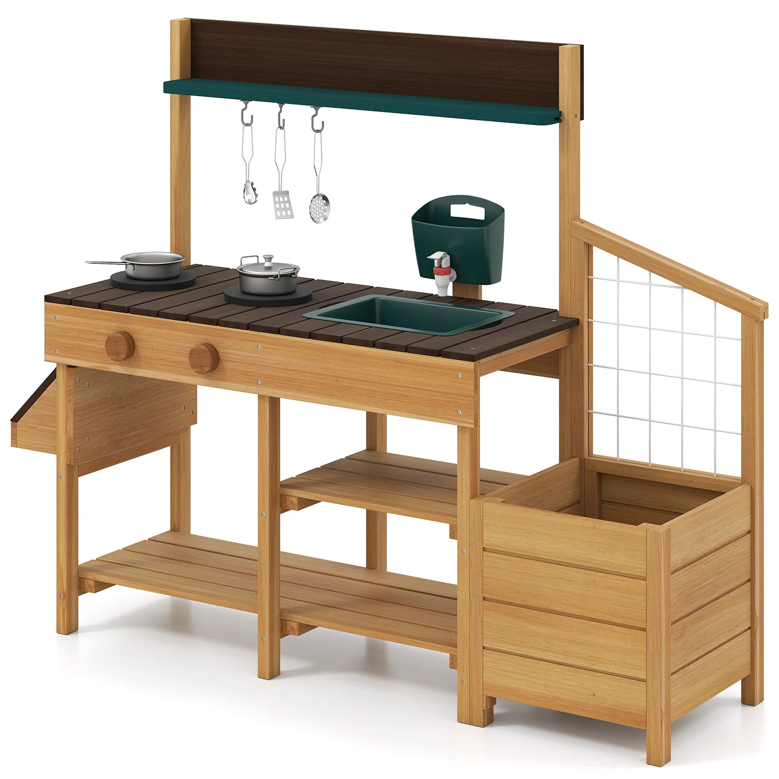 Play Kitchen for Kids Wooden Toy Kitchen Playset Pretend Mud Kitchen - Image 10